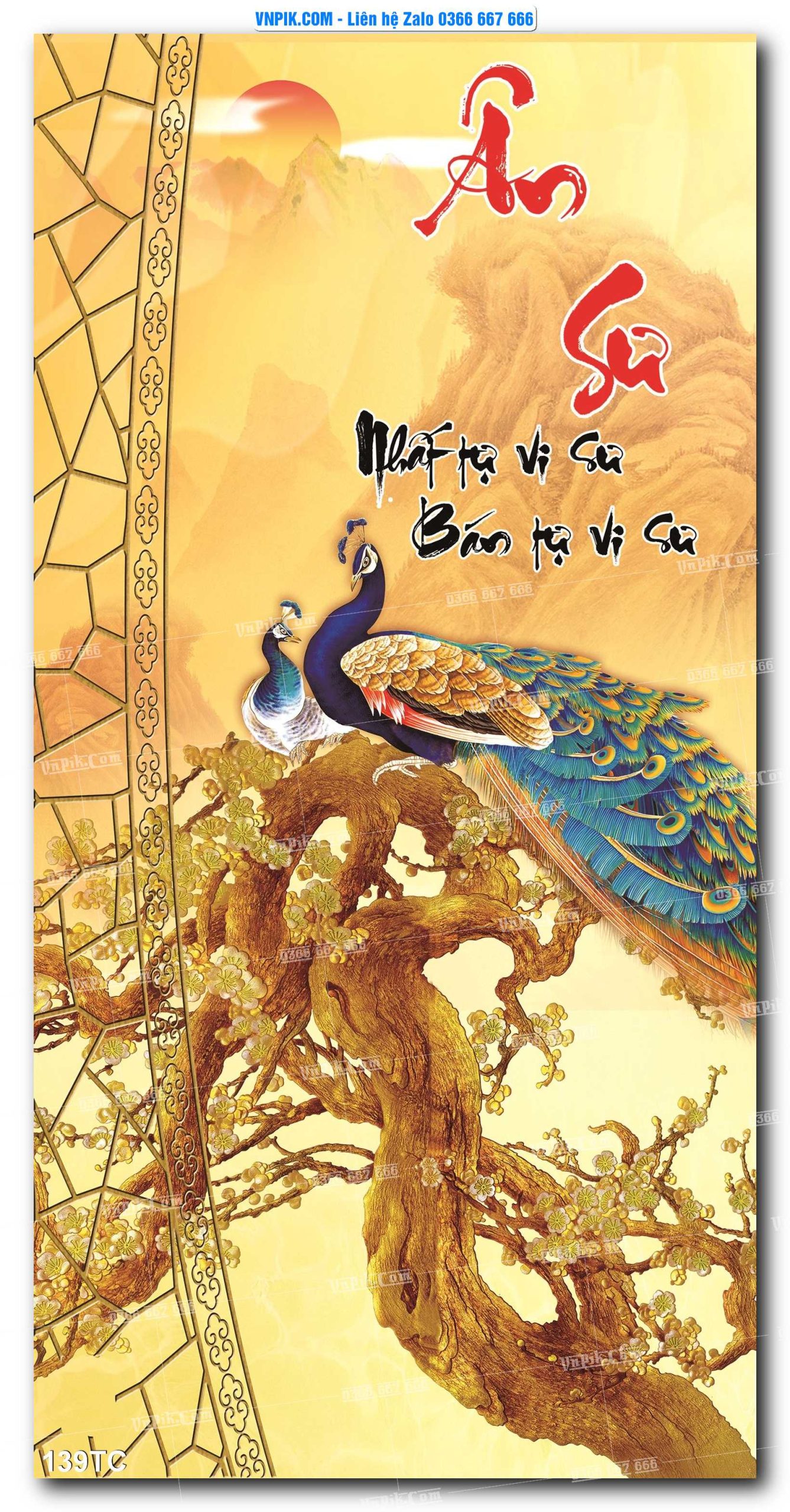 Tranh Treo Tường – Chim Công Hoa Mẫu Đơn 139TC