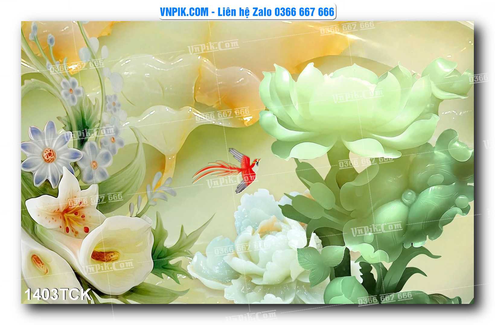 Tranh Hoa Sen – Cá Koi – Cá Chép 1403TCK