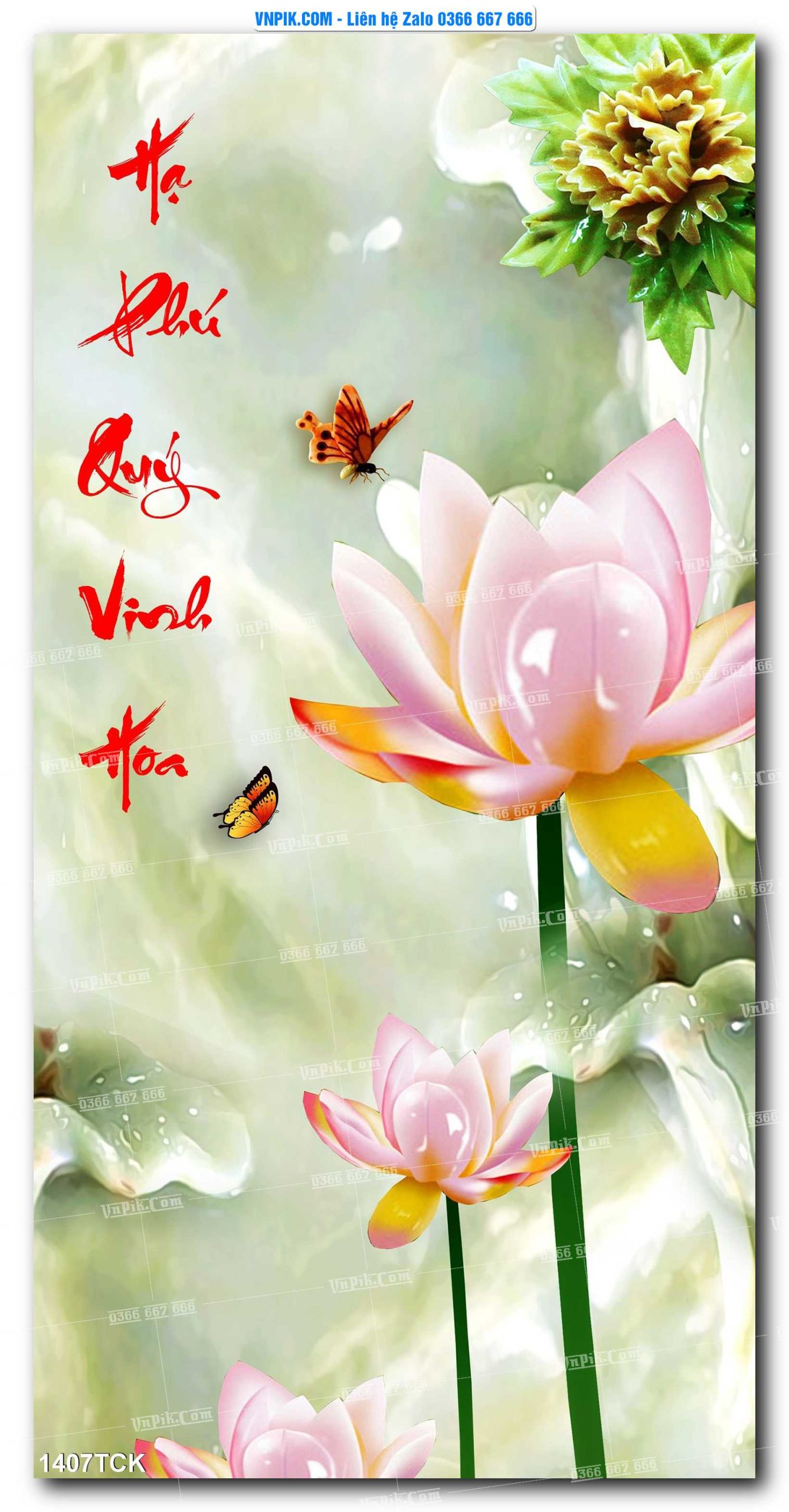 Tranh Hoa Sen – Cá Koi – Cá Chép 1407TCK
