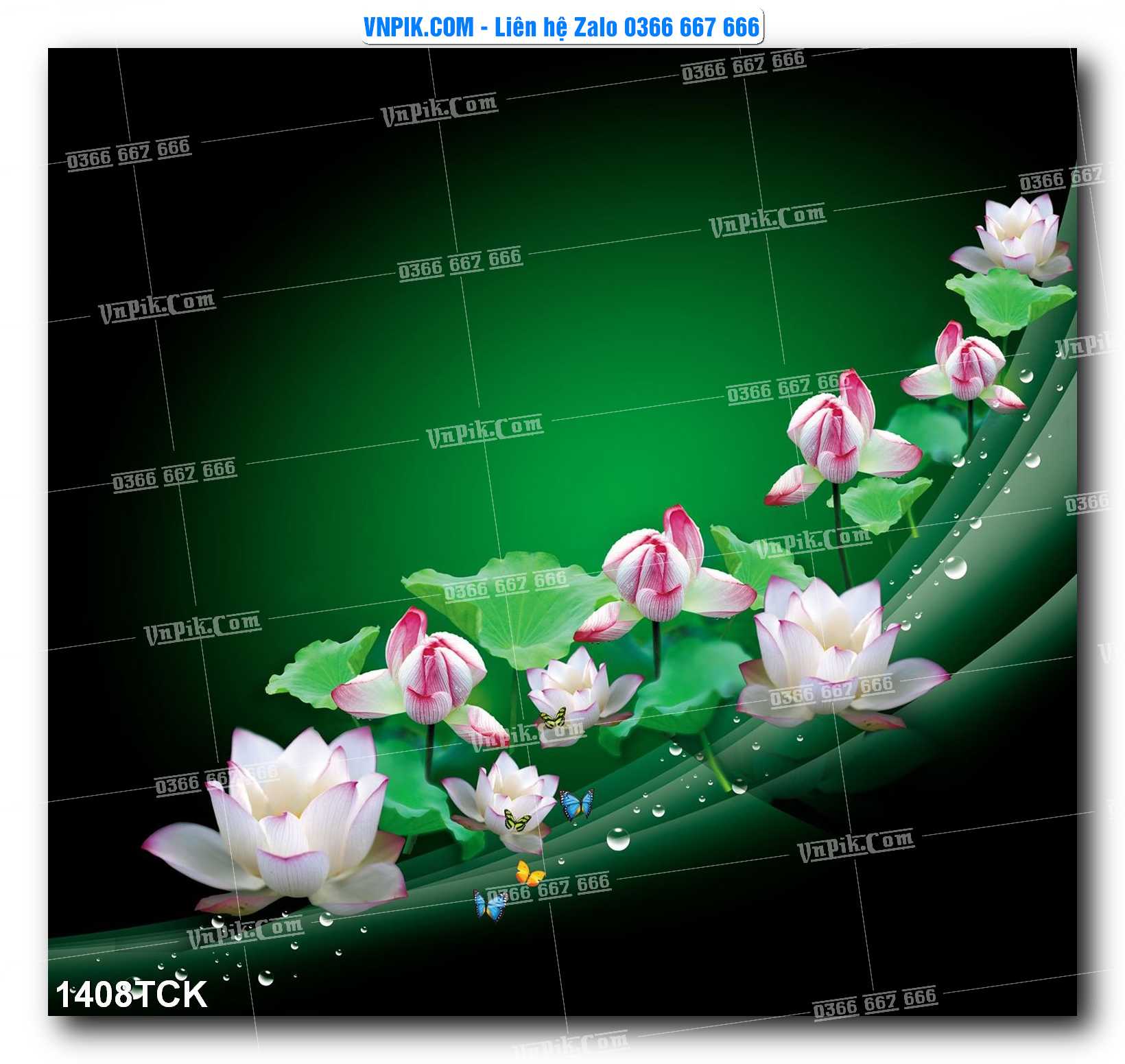 Tranh Hoa Sen – Cá Koi – Cá Chép 1408TCK