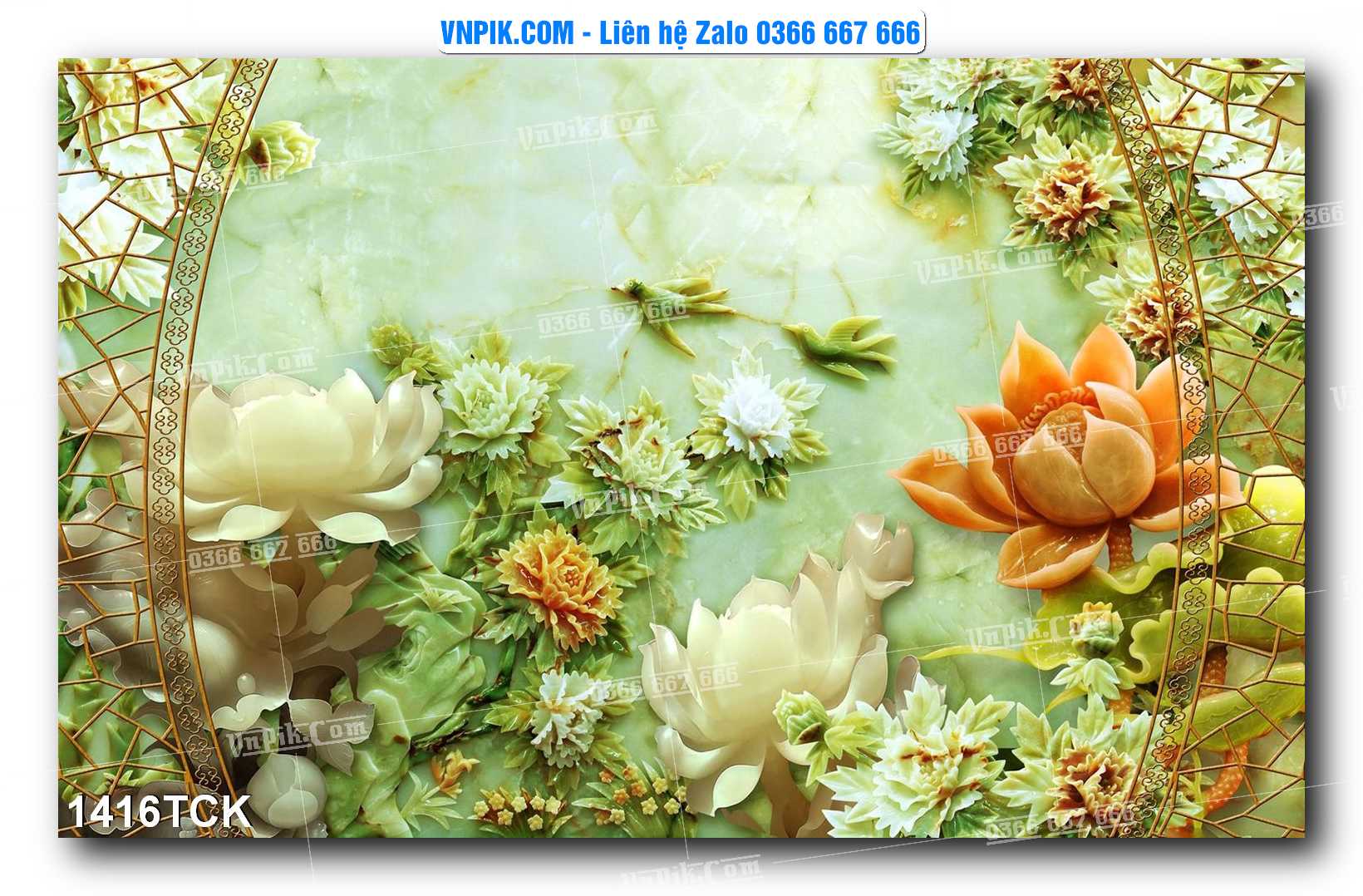 Tranh Hoa Sen – Cá Koi – Cá Chép 1416TCK