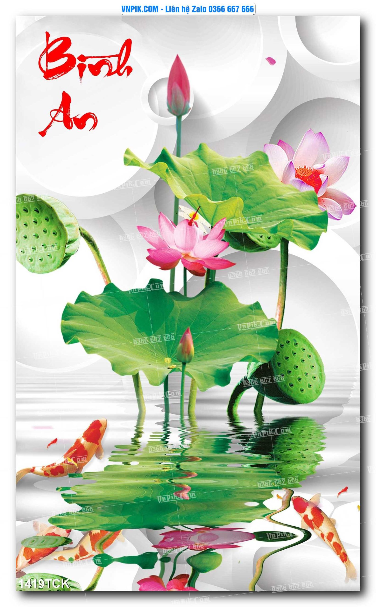 Tranh Hoa Sen – Cá Koi – Cá Chép 1419TCK