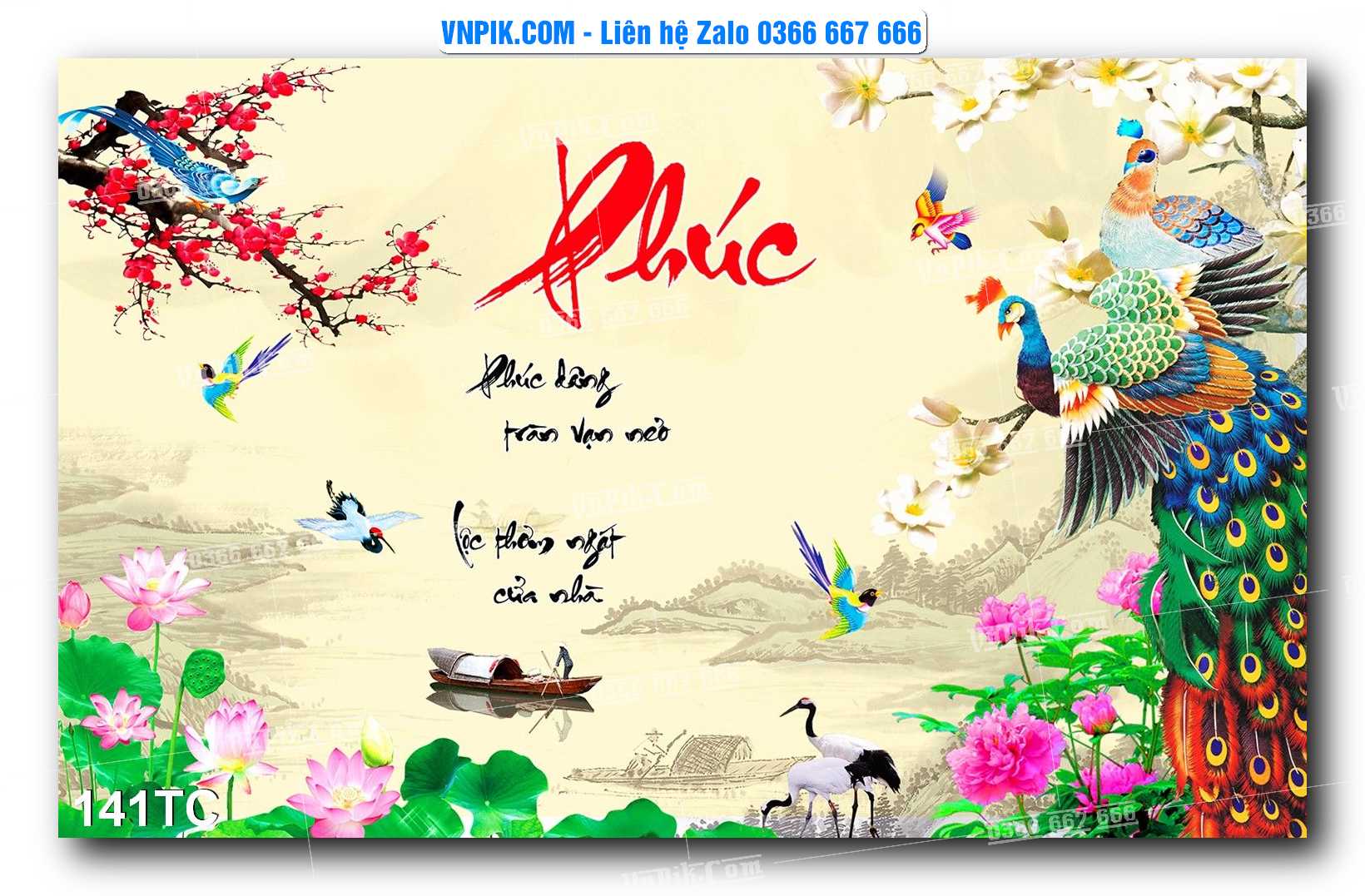 Tranh Treo Tường – Chim Công Hoa Mẫu Đơn 141TC