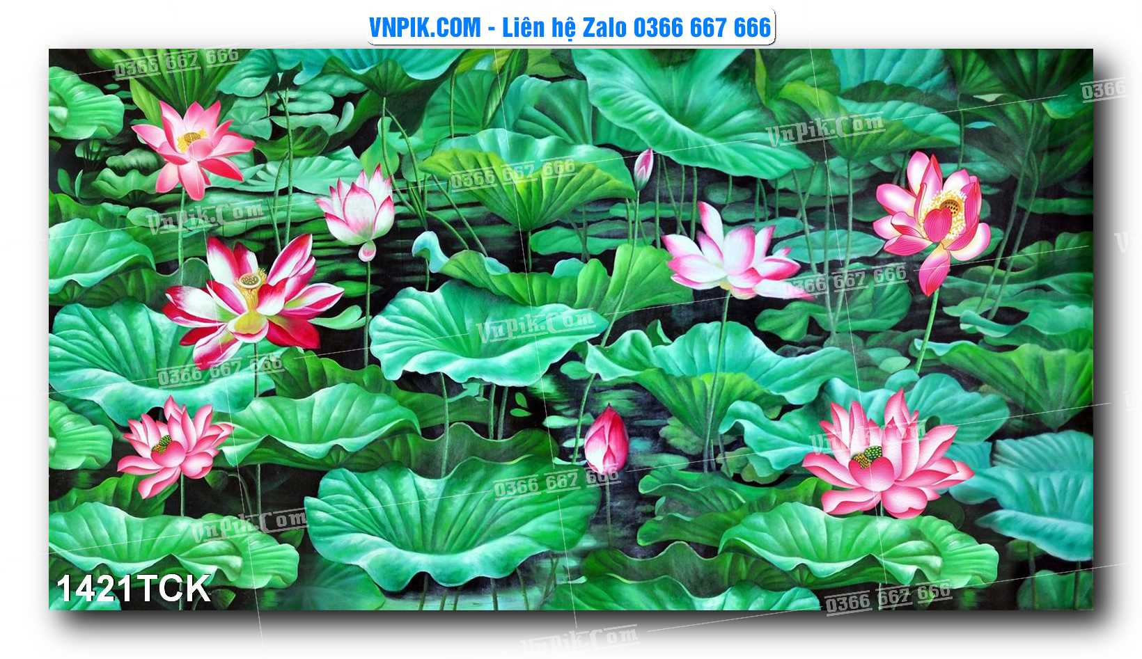 Tranh Hoa Sen – Cá Koi – Cá Chép 1421TCK