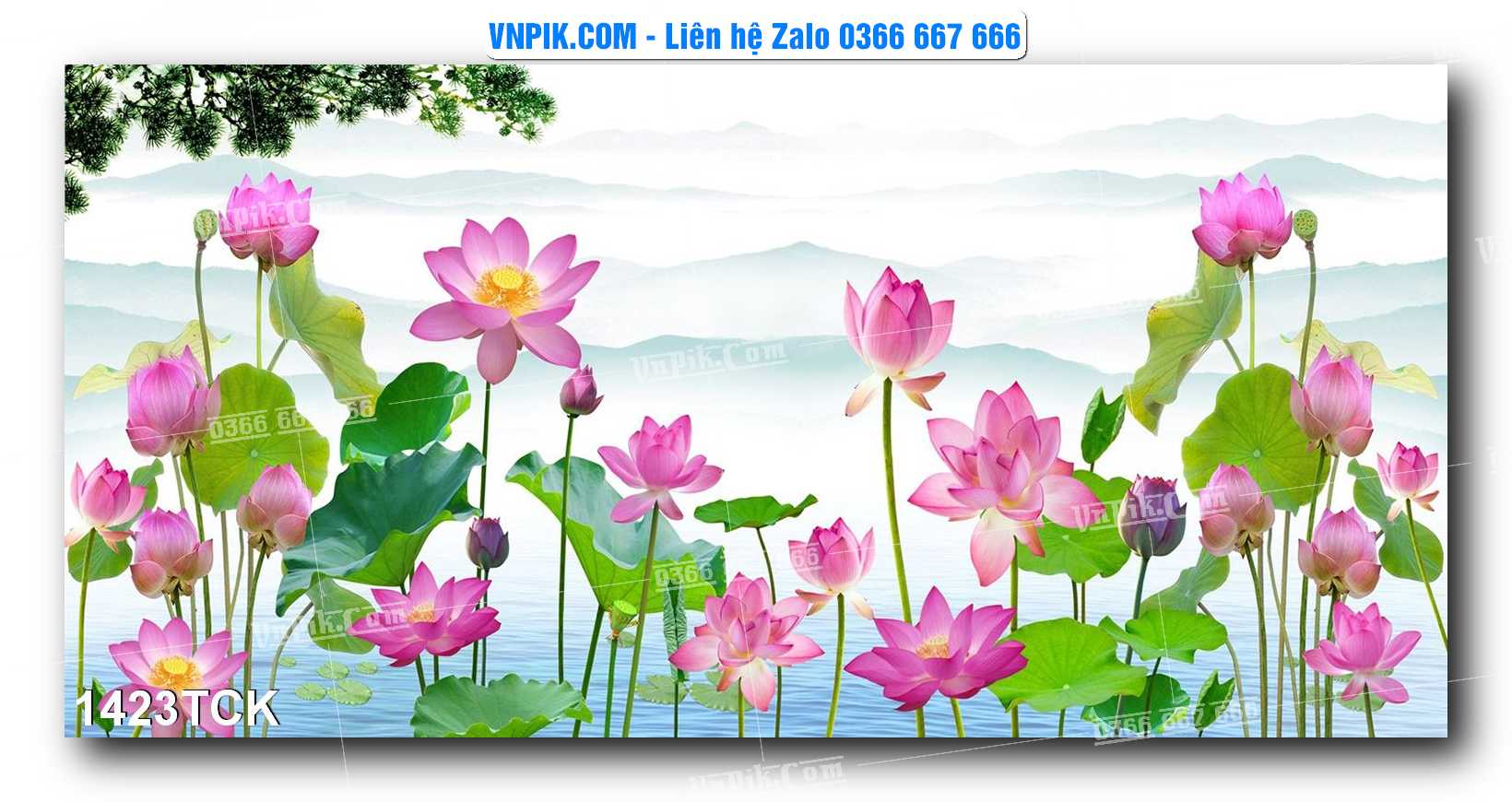 Tranh Hoa Sen – Cá Koi – Cá Chép 1423TCK