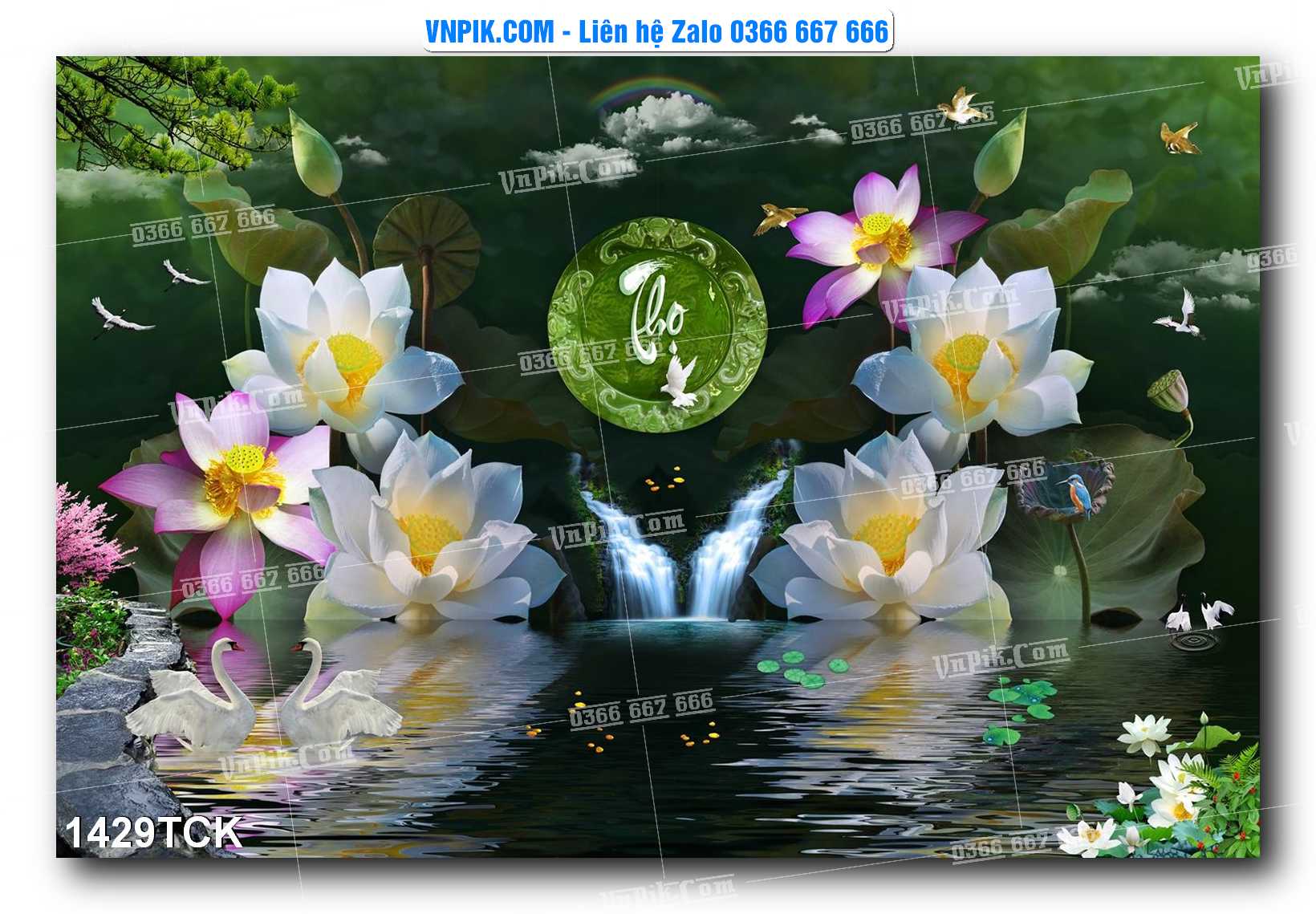 Tranh Hoa Sen – Cá Koi – Cá Chép 1429TCK