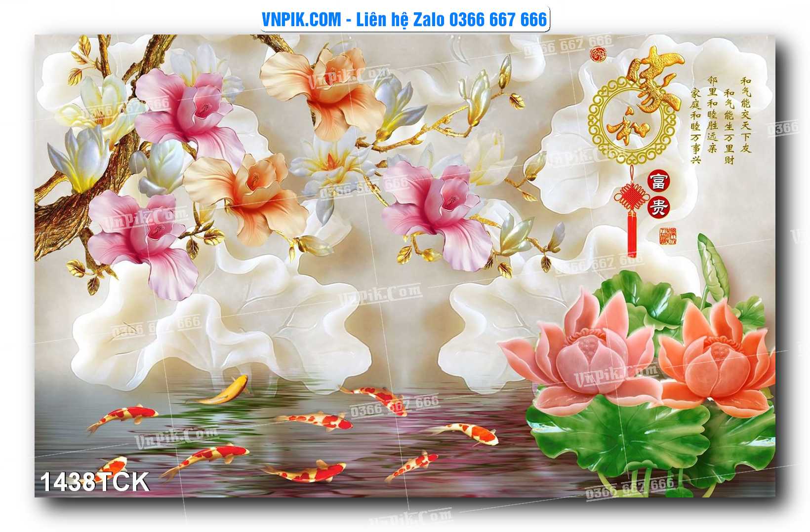 Tranh Hoa Sen – Cá Koi – Cá Chép 1438TCK