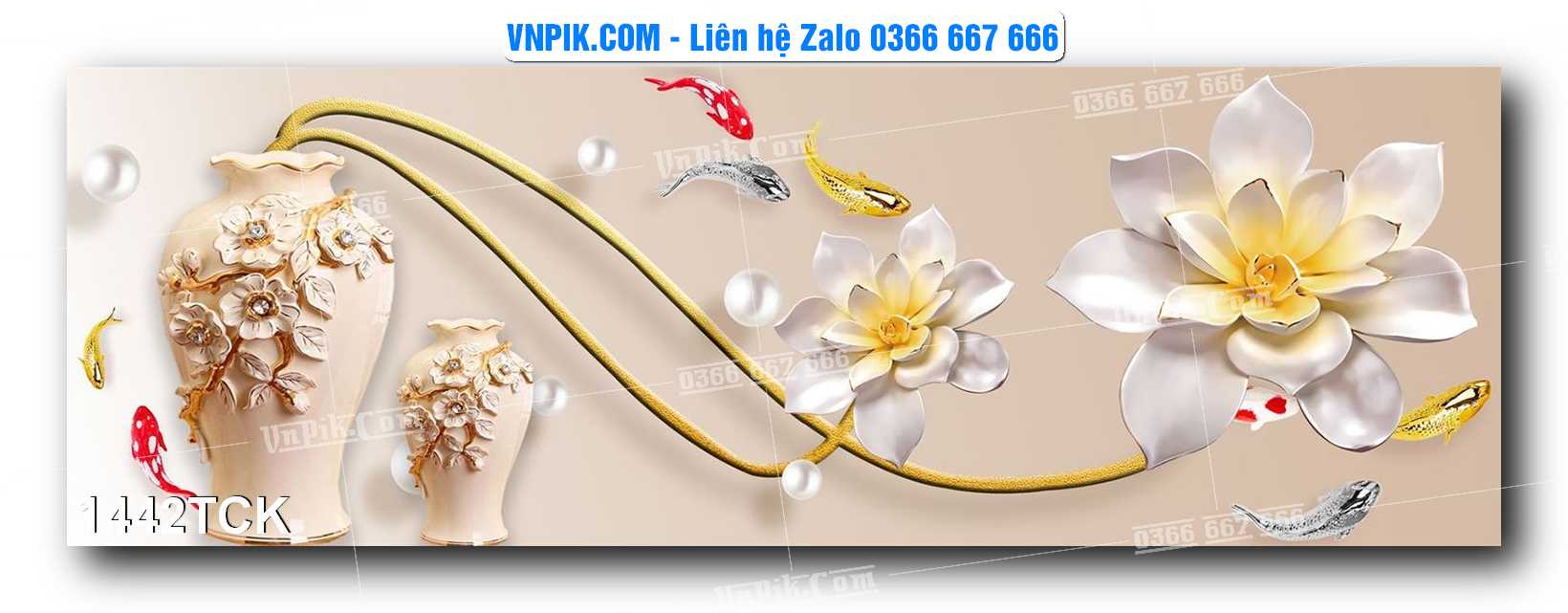 Tranh Hoa Sen – Cá Koi – Cá Chép 1442TCK