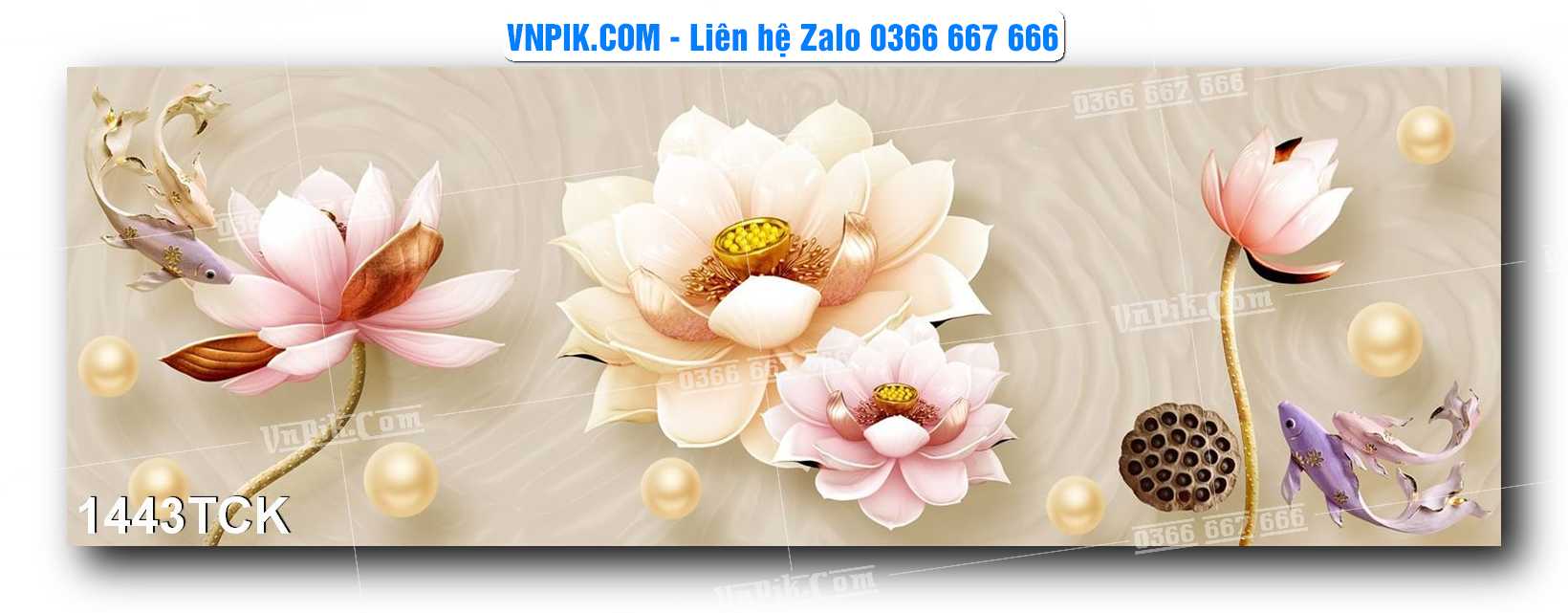 Tranh Hoa Sen – Cá Koi – Cá Chép 1443TCK