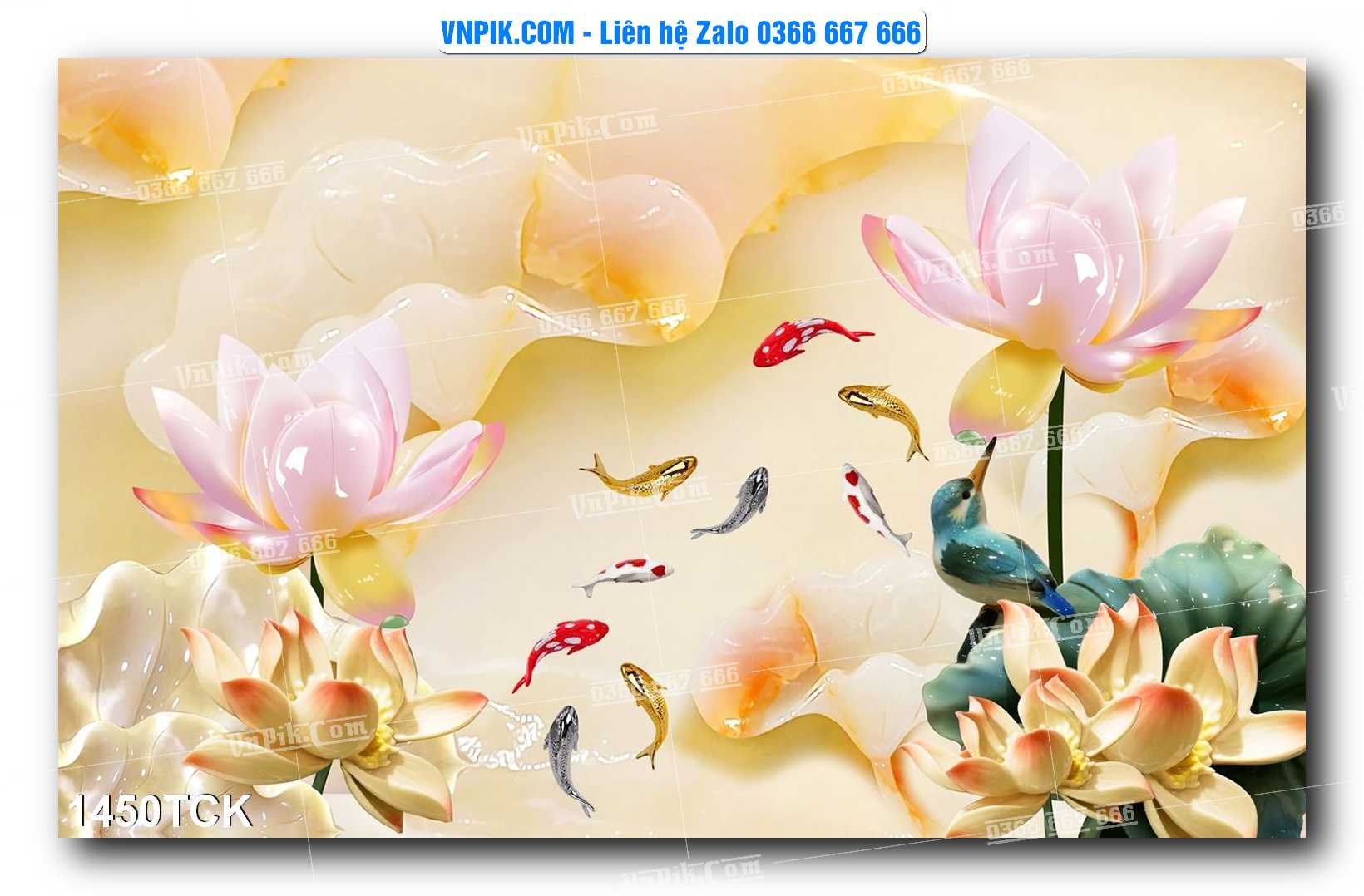 Tranh Hoa Sen – Cá Koi – Cá Chép 1450TCK