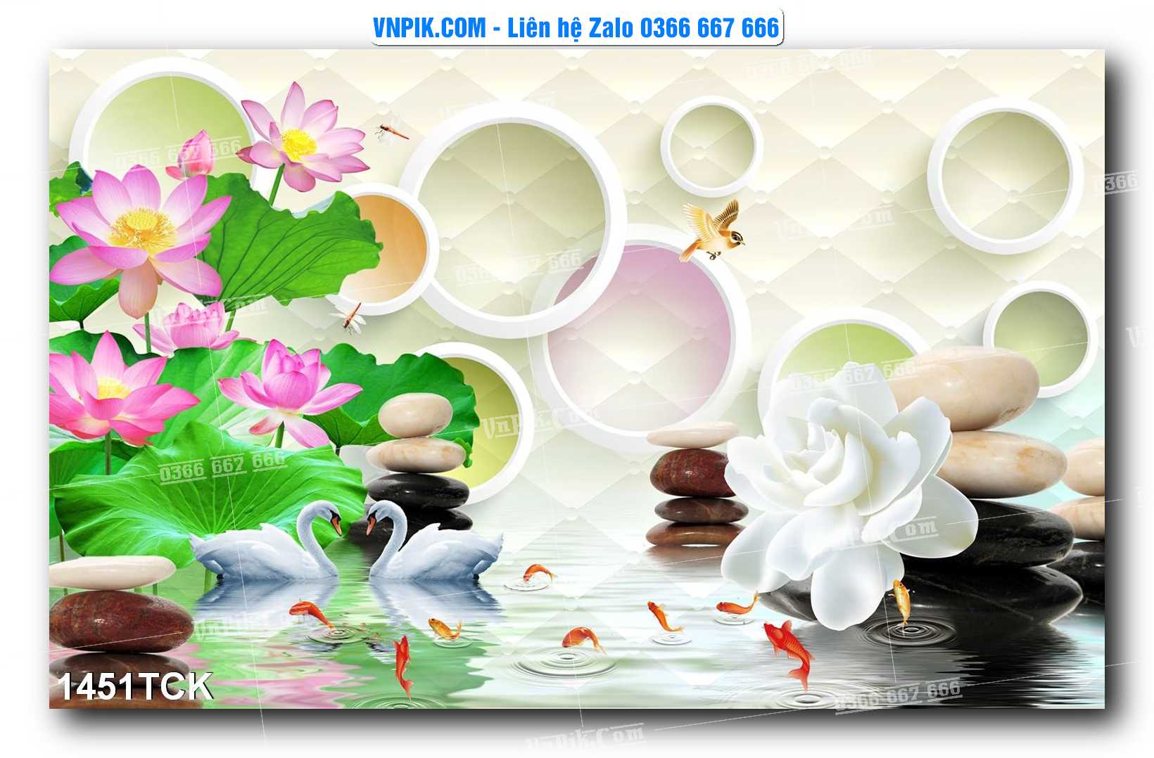 Tranh Hoa Sen – Cá Koi – Cá Chép 1451TCK