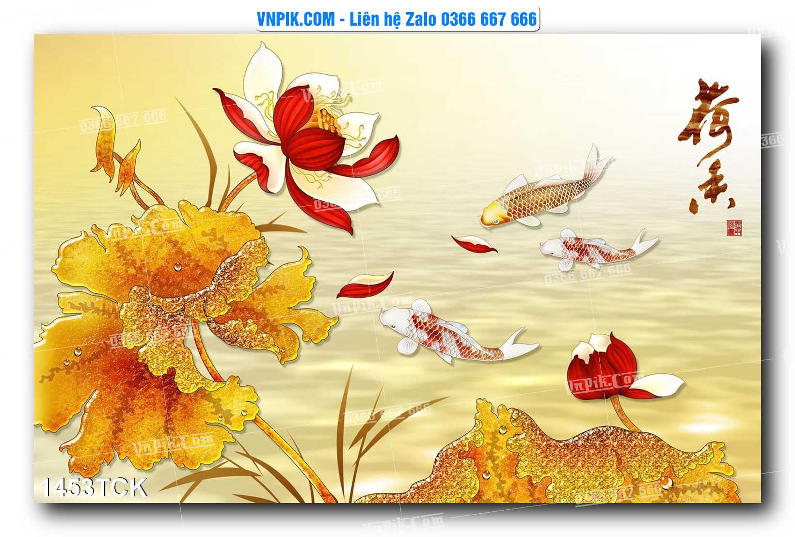 Tranh Hoa Sen – Cá Koi – Cá Chép 1453TCK