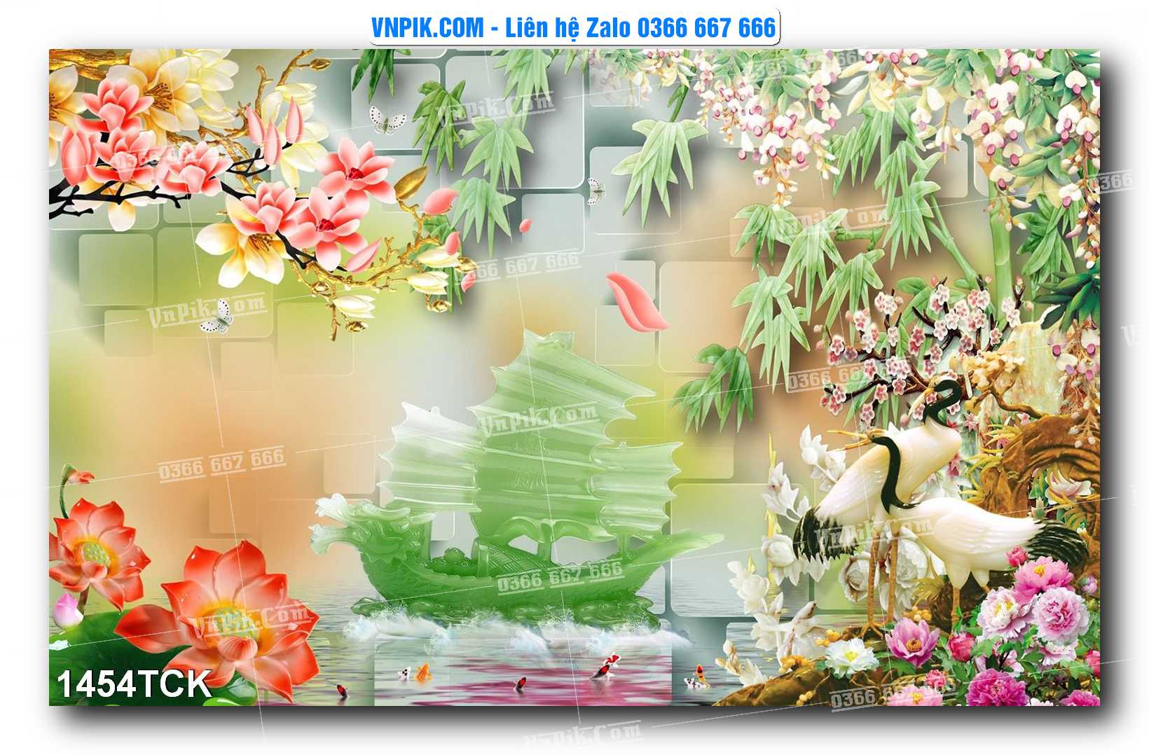 Tranh Hoa Sen – Cá Koi – Cá Chép 1454TCK