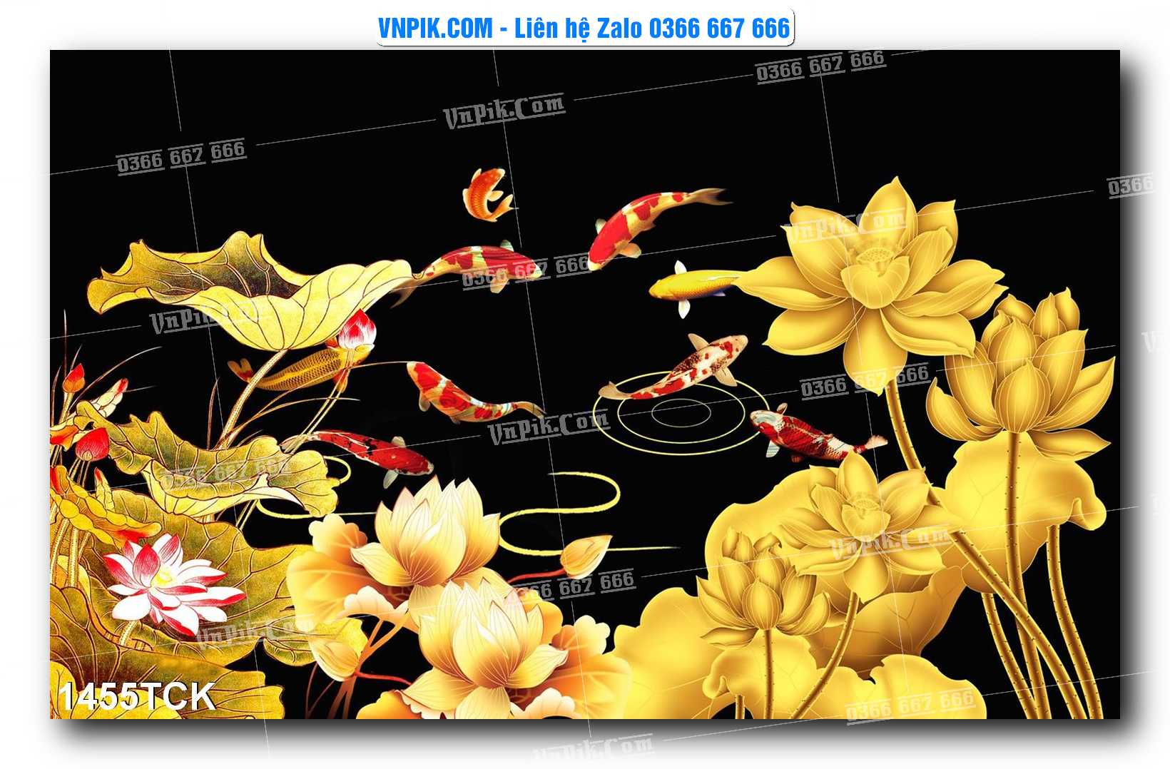 Tranh Hoa Sen – Cá Koi – Cá Chép 1455TCK