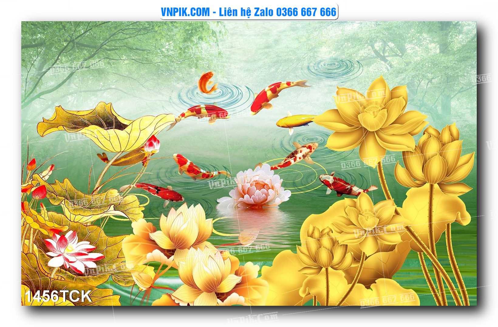 Tranh Hoa Sen – Cá Koi – Cá Chép 1456TCK