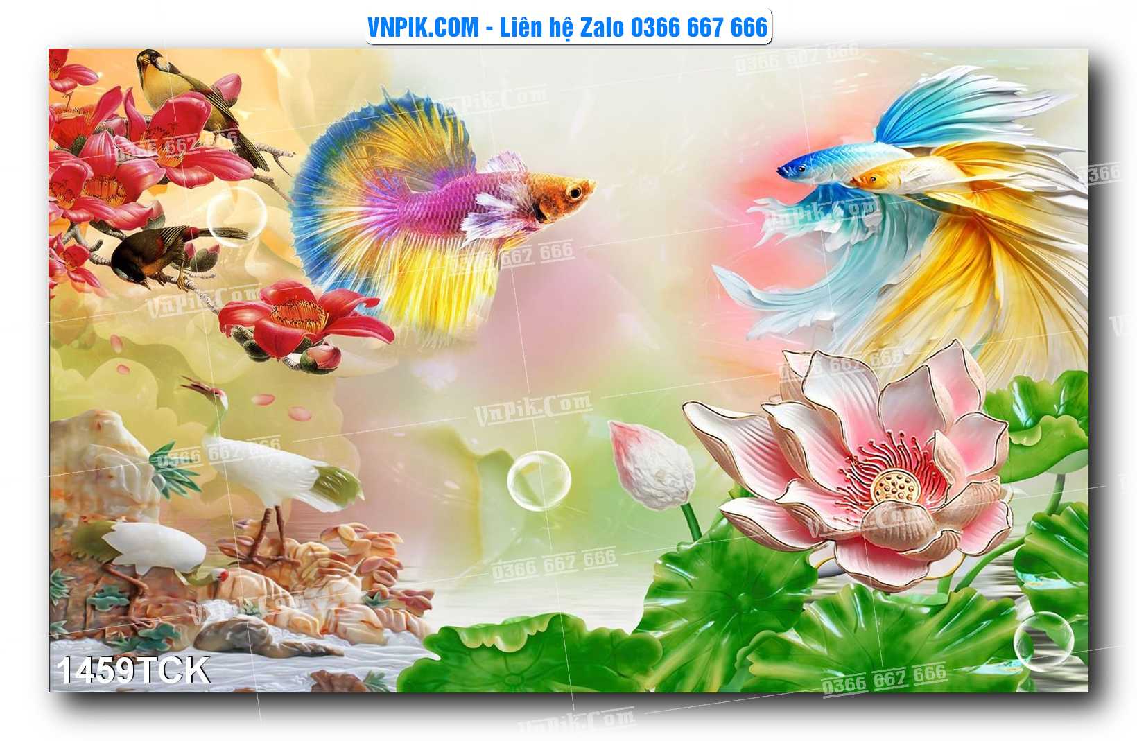 Tranh Hoa Sen – Cá Koi – Cá Chép 1459TCK