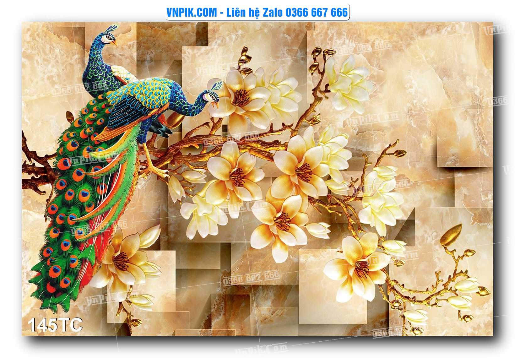 Tranh Treo Tường – Chim Công Hoa Mẫu Đơn 145TC