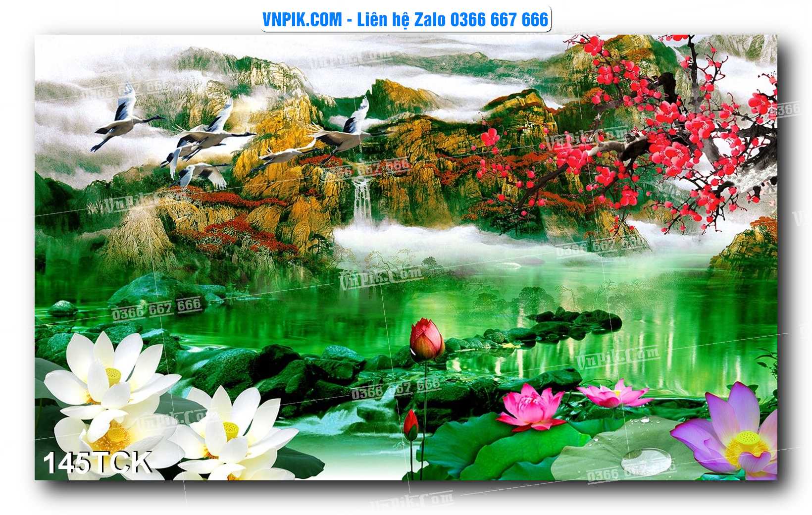 Tranh Hoa Sen – Cá Koi – Cá Chép  145TCK