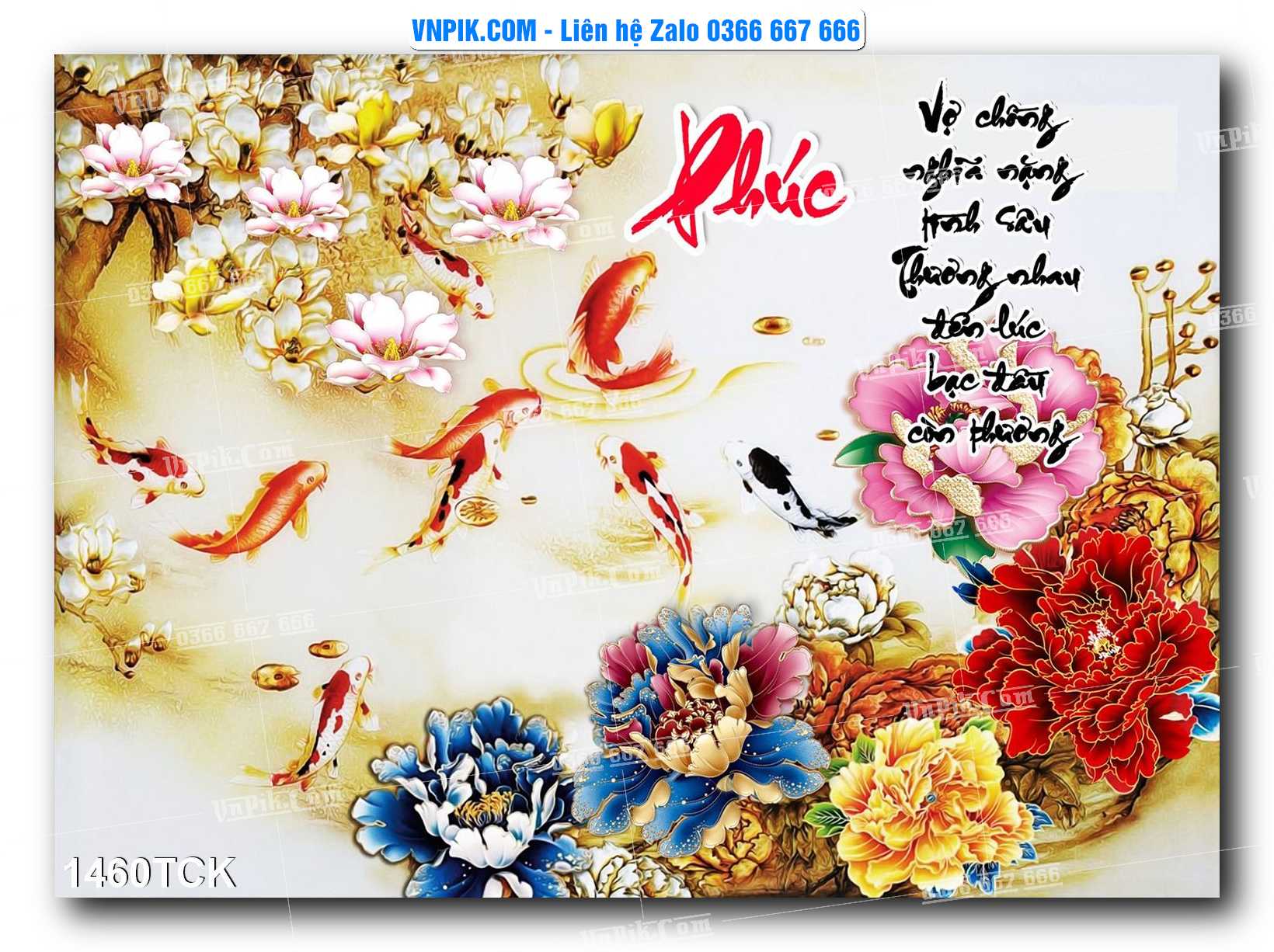 Tranh Hoa Sen – Cá Koi – Cá Chép 1460TCK