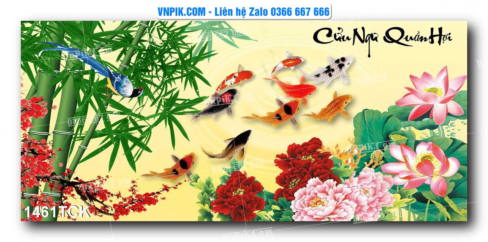 Tranh Hoa Sen – Cá Koi – Cá Chép 1461TCK