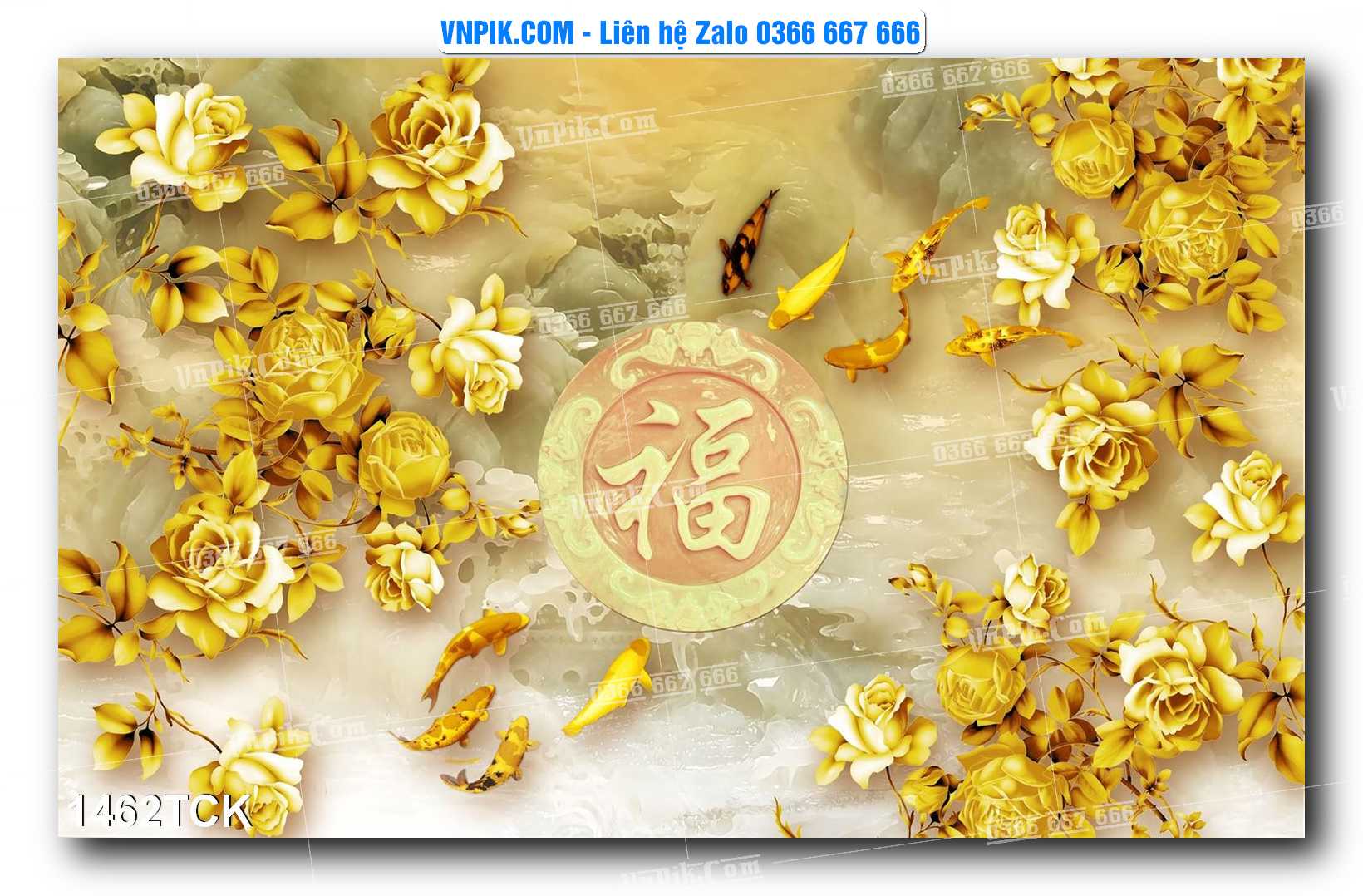 Tranh Hoa Sen – Cá Koi – Cá Chép 1462TCK
