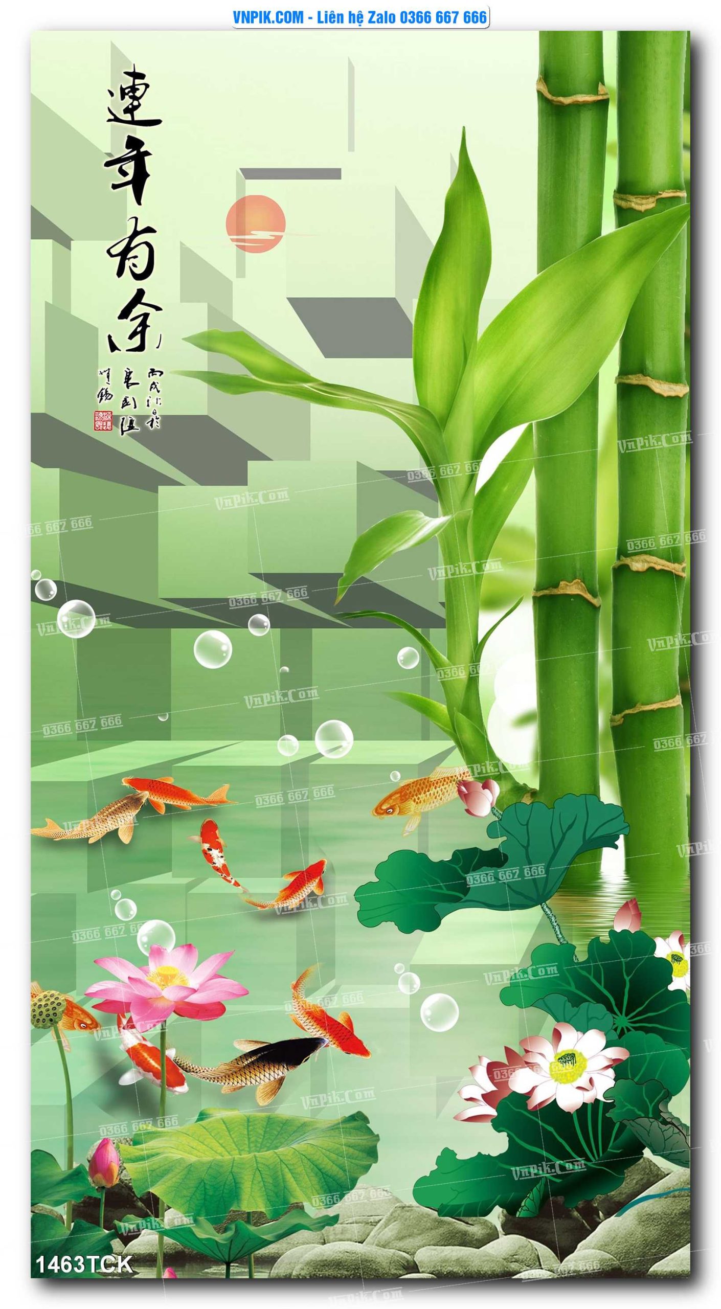 Tranh Hoa Sen – Cá Koi – Cá Chép 1463TCK