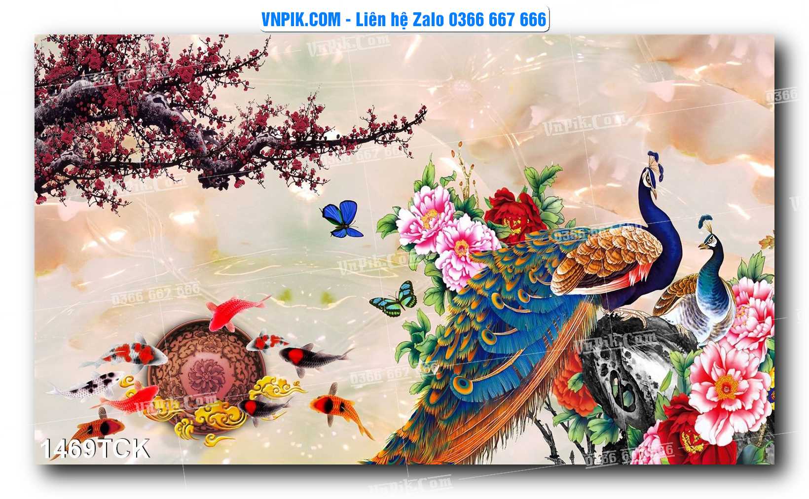 Tranh Hoa Sen – Cá Koi – Cá Chép 1469TCK