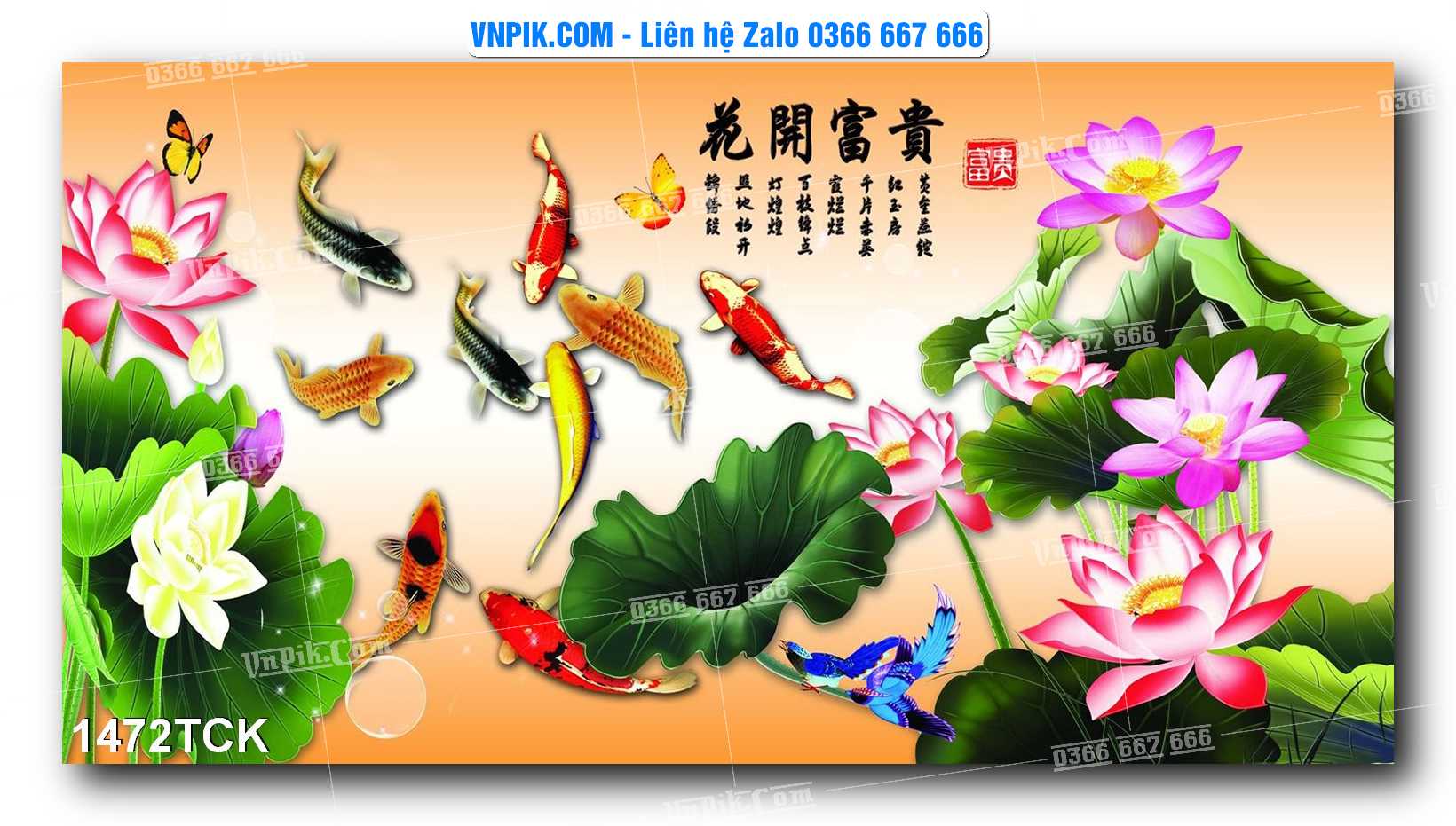 Tranh Hoa Sen – Cá Koi – Cá Chép 1472TCK