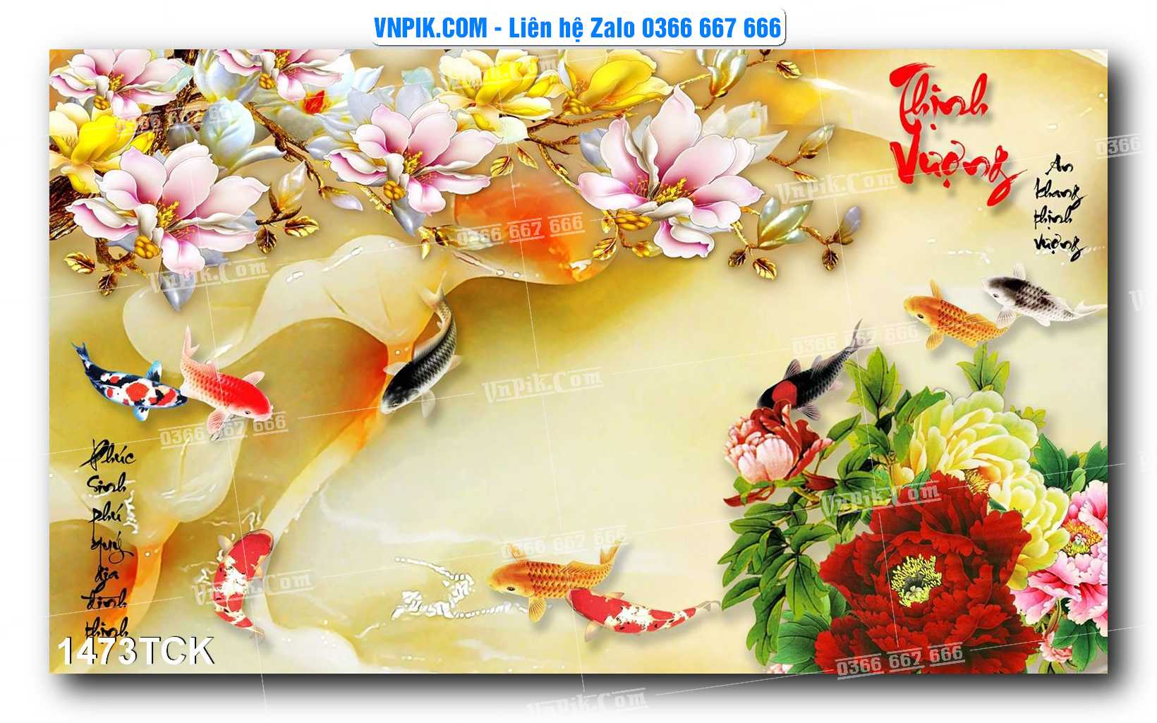 Tranh Hoa Sen – Cá Koi – Cá Chép 1473TCK