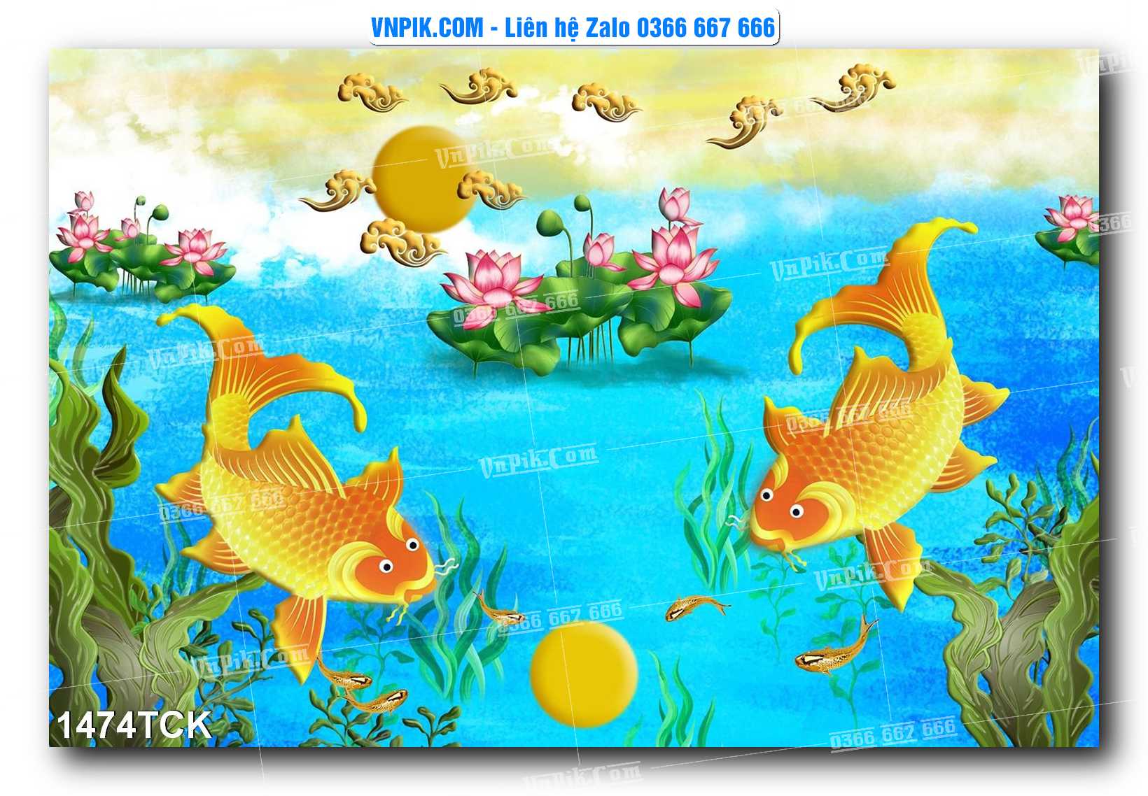 Tranh Hoa Sen – Cá Koi – Cá Chép 1474TCK