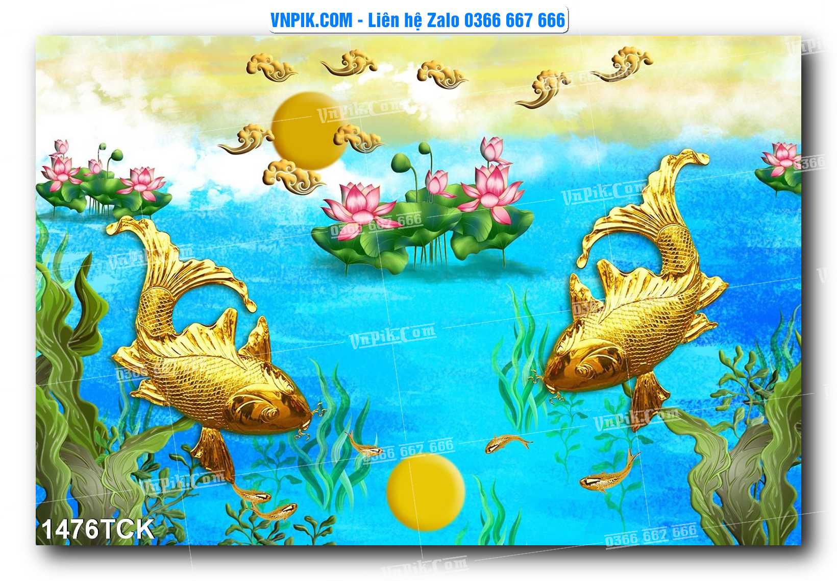 Tranh Hoa Sen – Cá Koi – Cá Chép 1476TCK