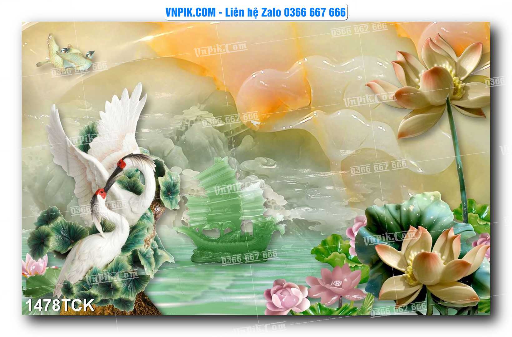 Tranh Hoa Sen – Cá Koi – Cá Chép 1478TCK