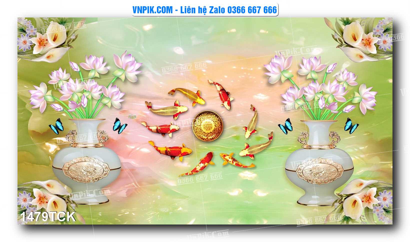 Tranh Hoa Sen – Cá Koi – Cá Chép 1479TCK