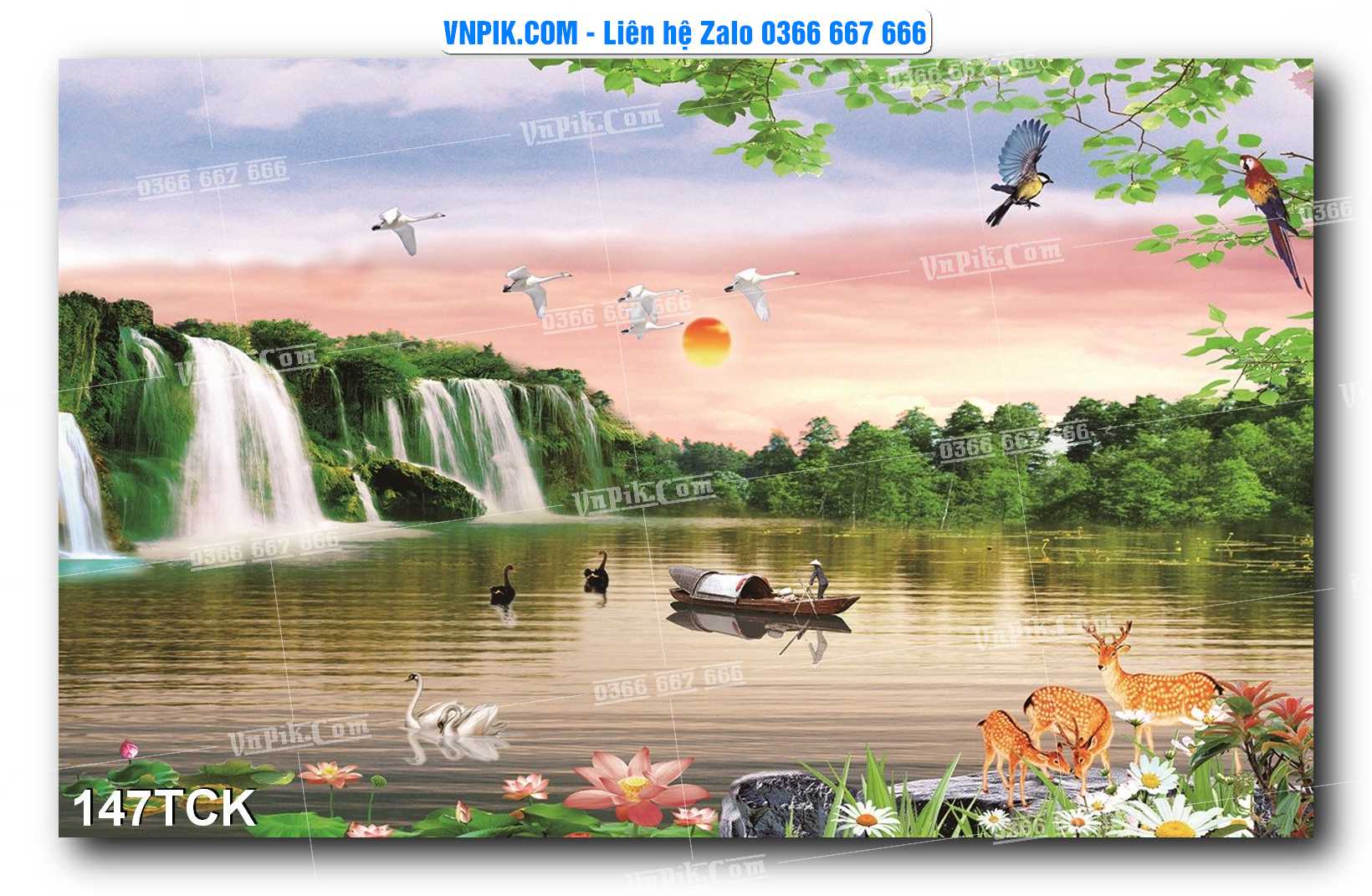 Tranh Hoa Sen – Cá Koi – Cá Chép  147TCK
