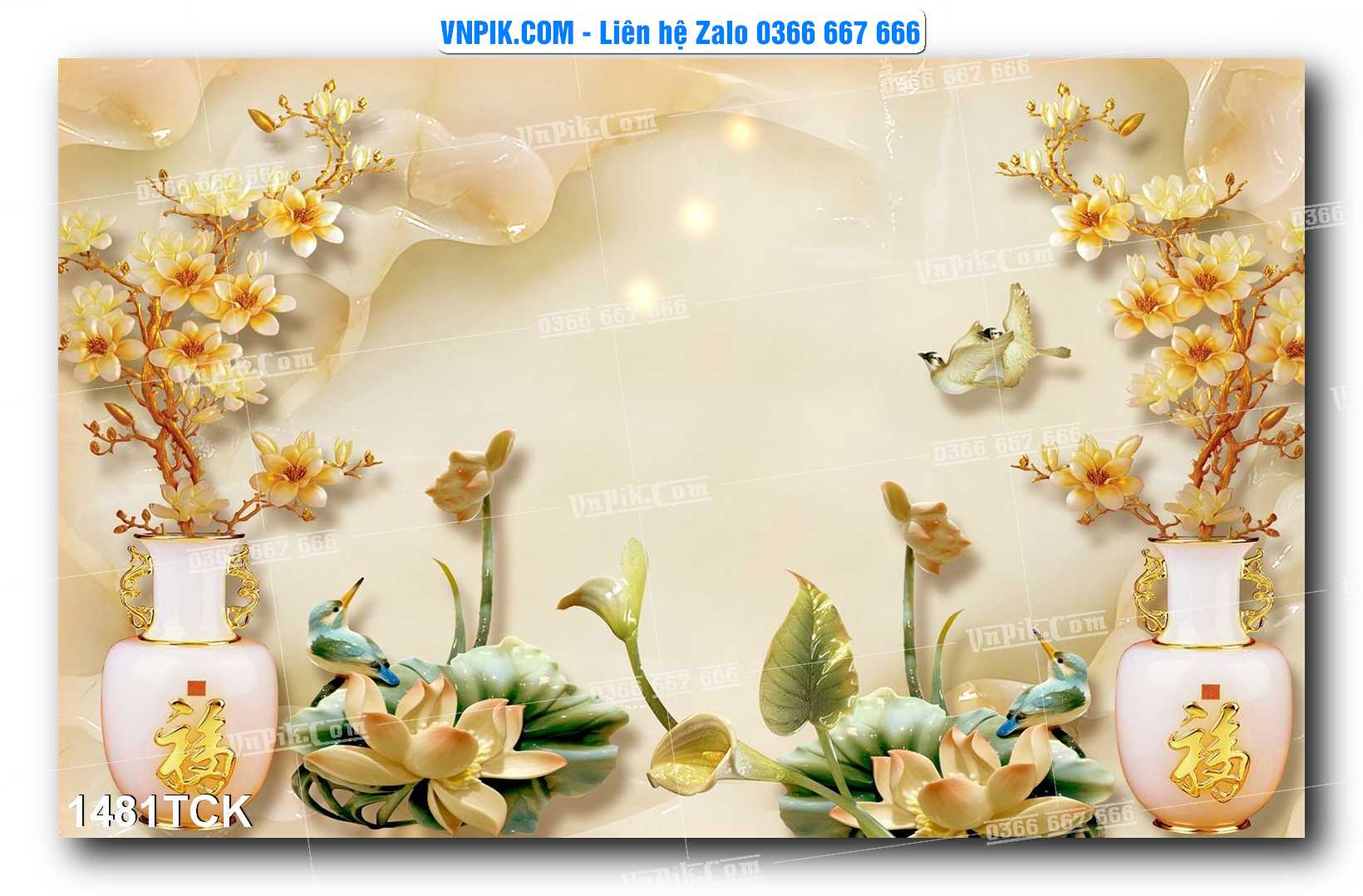Tranh Hoa Sen – Cá Koi – Cá Chép 1481TCK