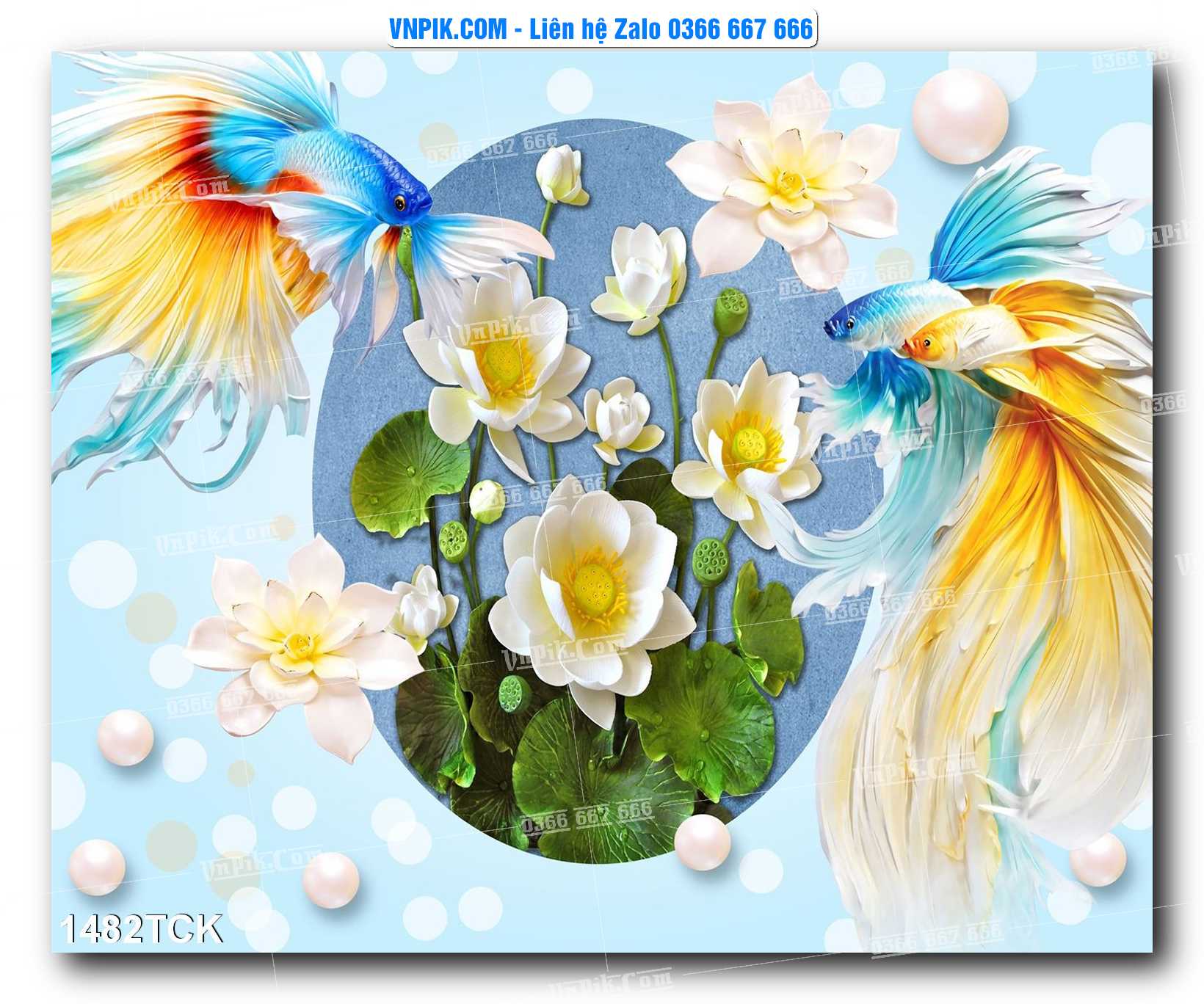 Tranh Hoa Sen – Cá Koi – Cá Chép 1482TCK
