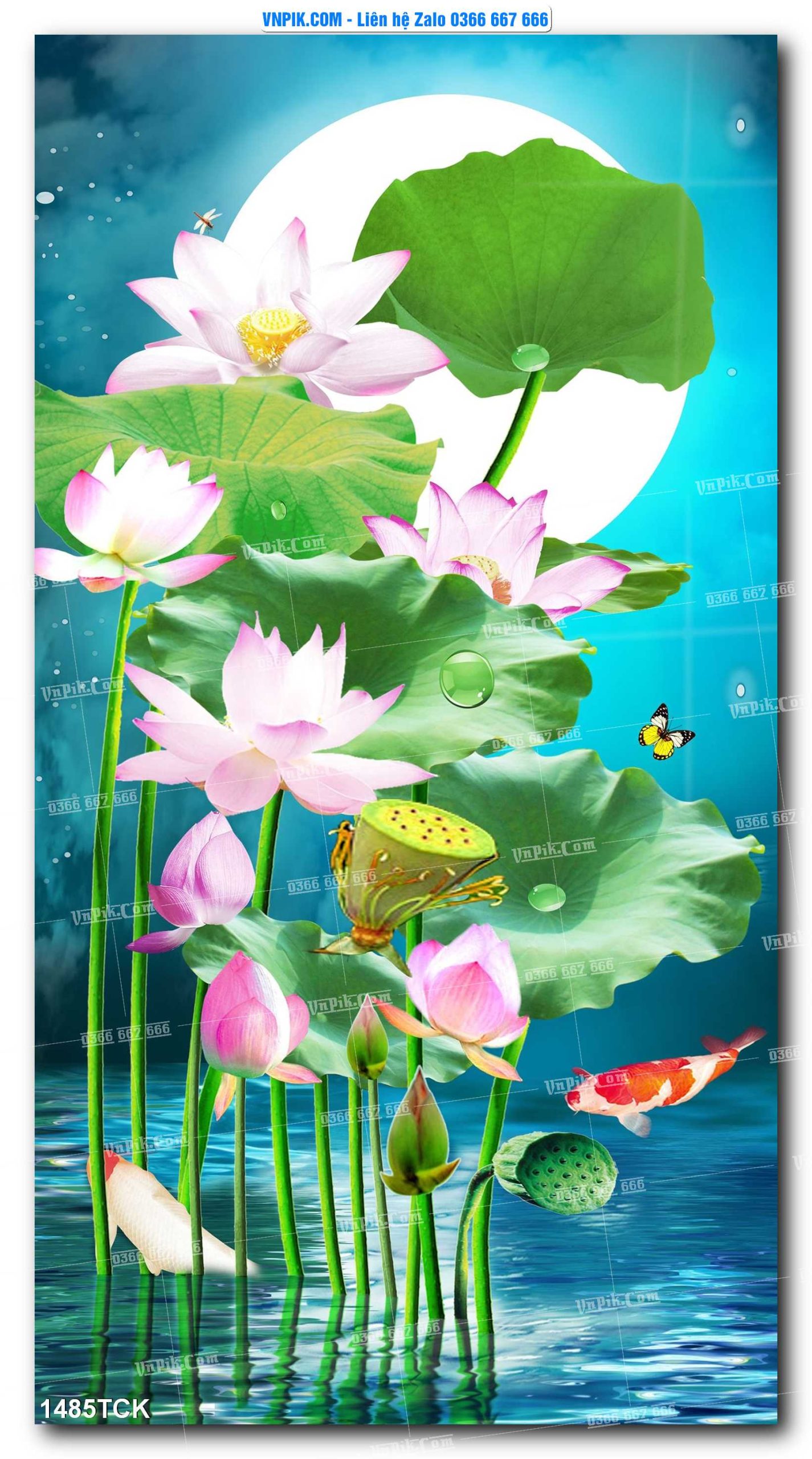 Tranh Hoa Sen – Cá Koi – Cá Chép 1485TCK
