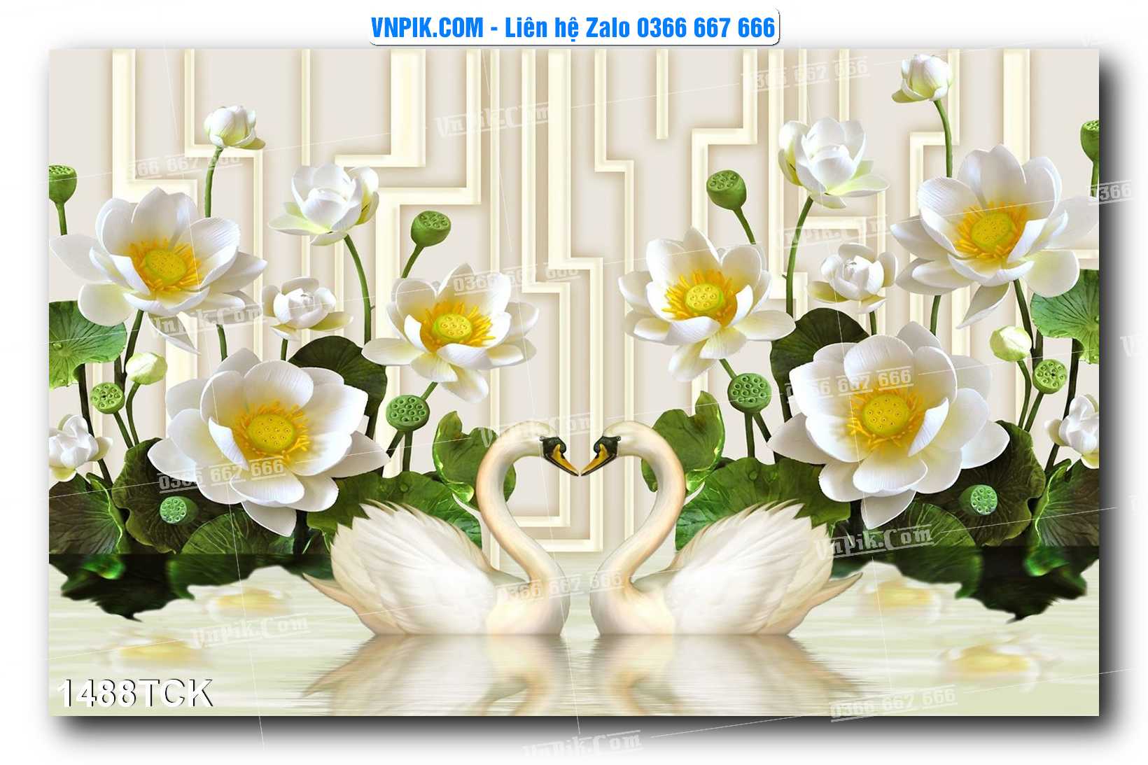 Tranh Hoa Sen – Cá Koi – Cá Chép 1488TCK