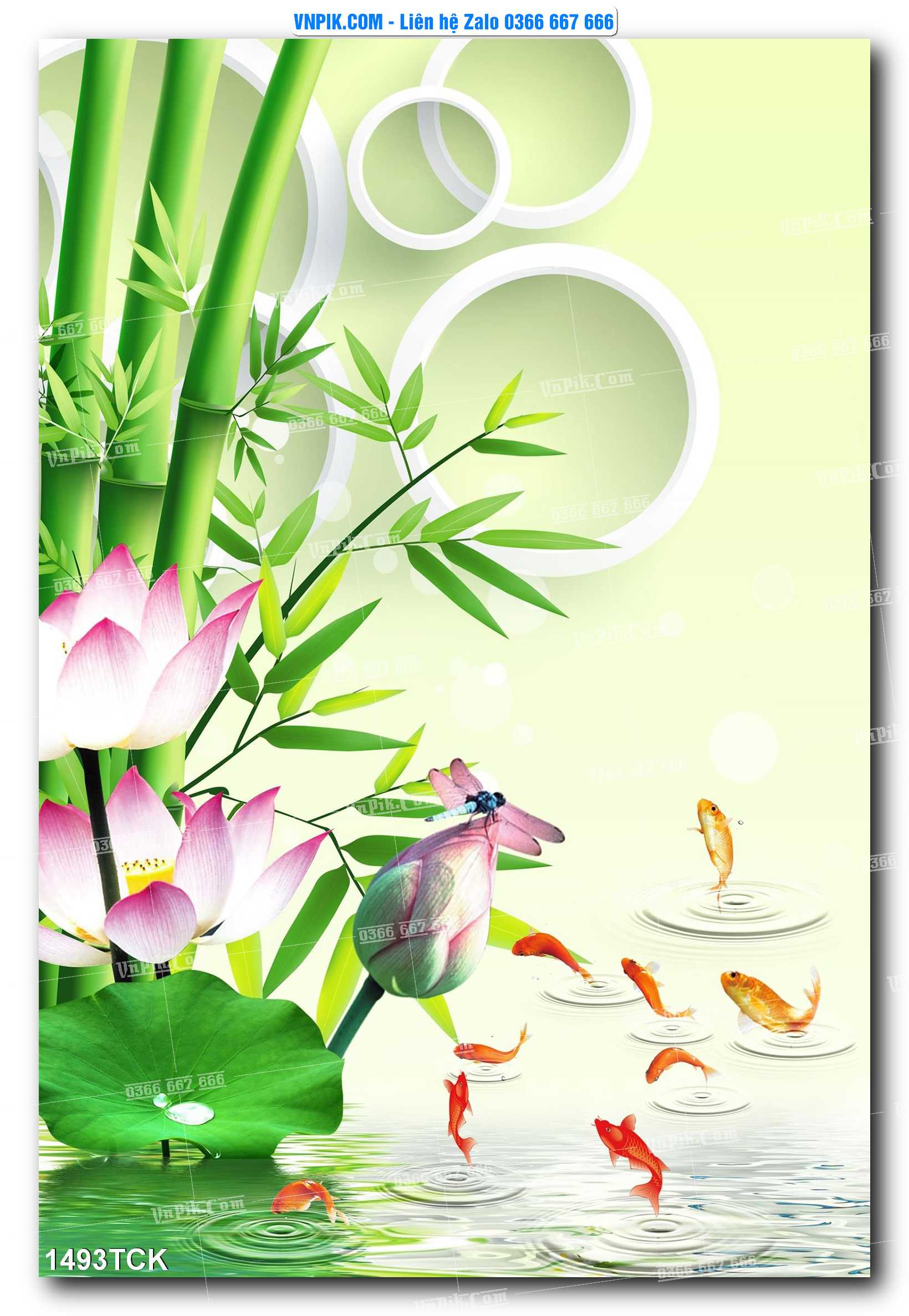 Tranh Hoa Sen – Cá Koi – Cá Chép 1493TCK