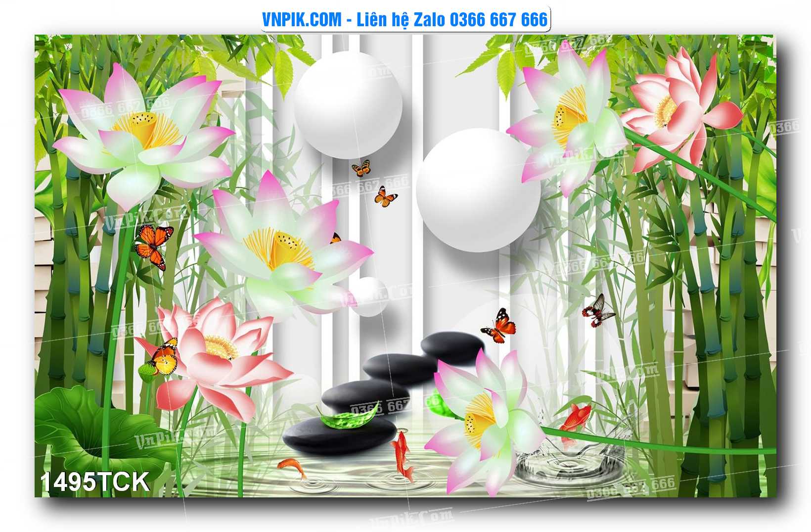 Tranh Hoa Sen – Cá Koi – Cá Chép 1495TCK