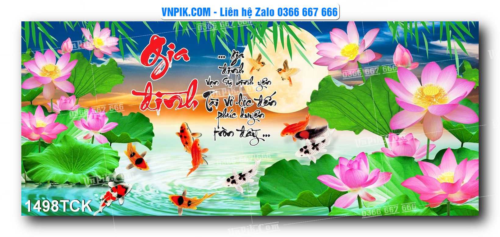 Tranh Hoa Sen – Cá Koi – Cá Chép 1498TCK