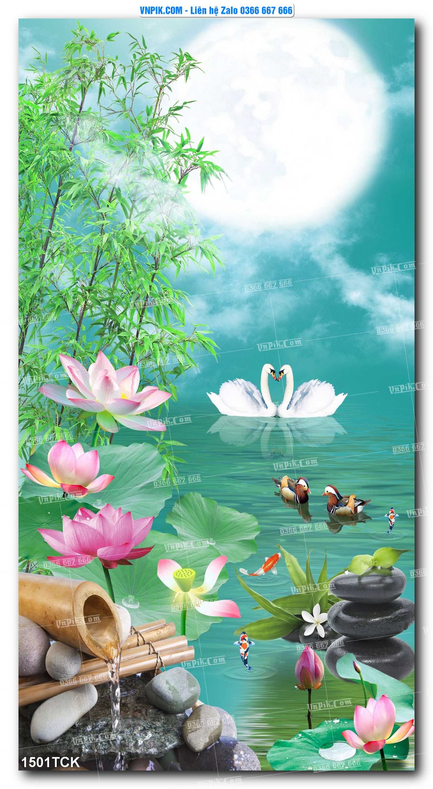 Tranh Hoa Sen – Cá Koi – Cá Chép 1501TCK
