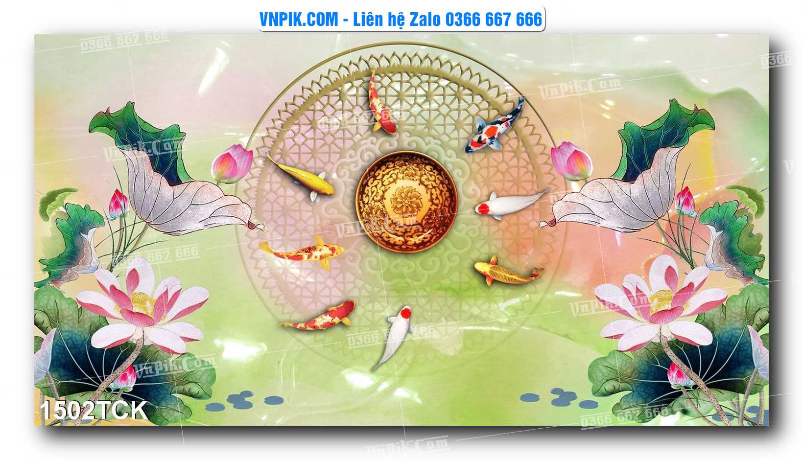 Tranh Hoa Sen – Cá Koi – Cá Chép 1502TCK