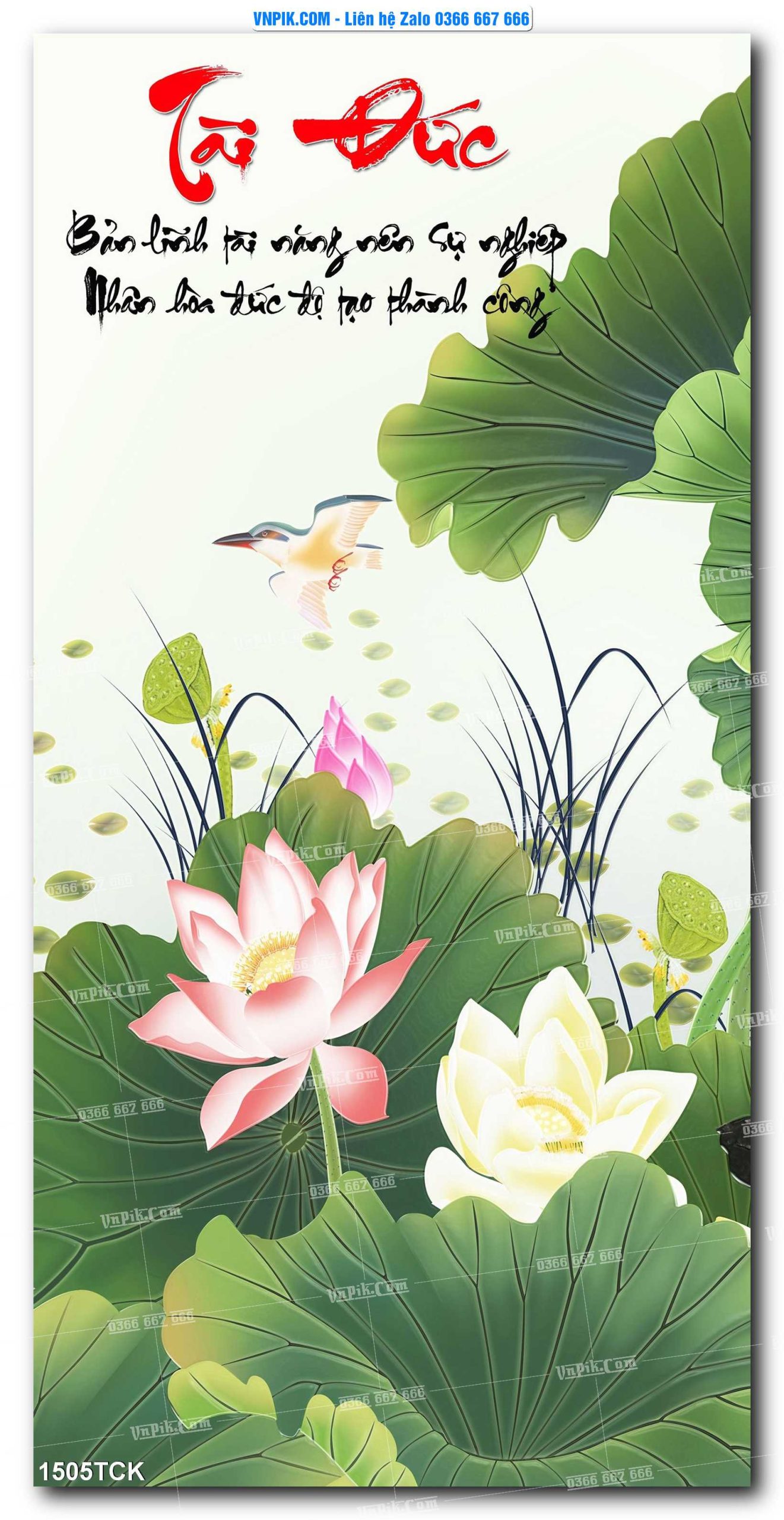Tranh Hoa Sen – Cá Koi – Cá Chép 1505TCK