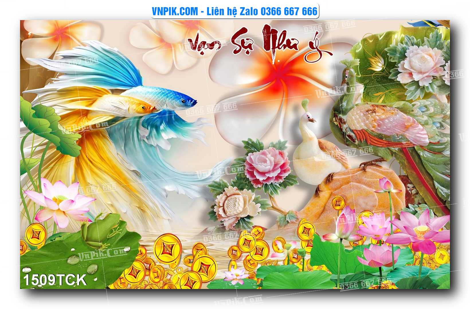 Tranh Hoa Sen – Cá Koi – Cá Chép 1509TCK