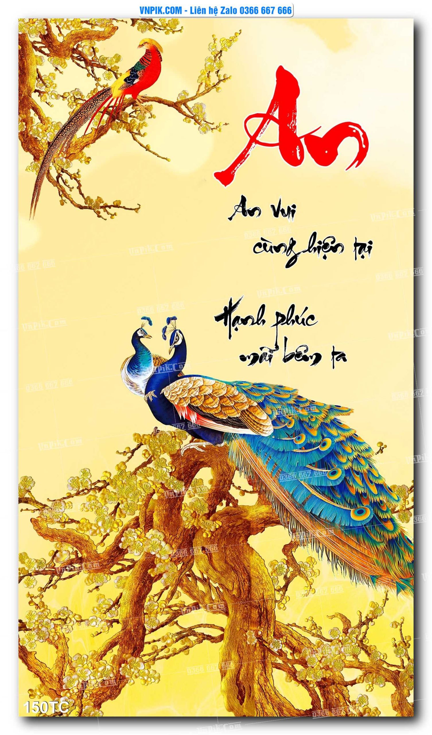 Tranh Treo Tường – Chim Công Hoa Mẫu Đơn 150TC