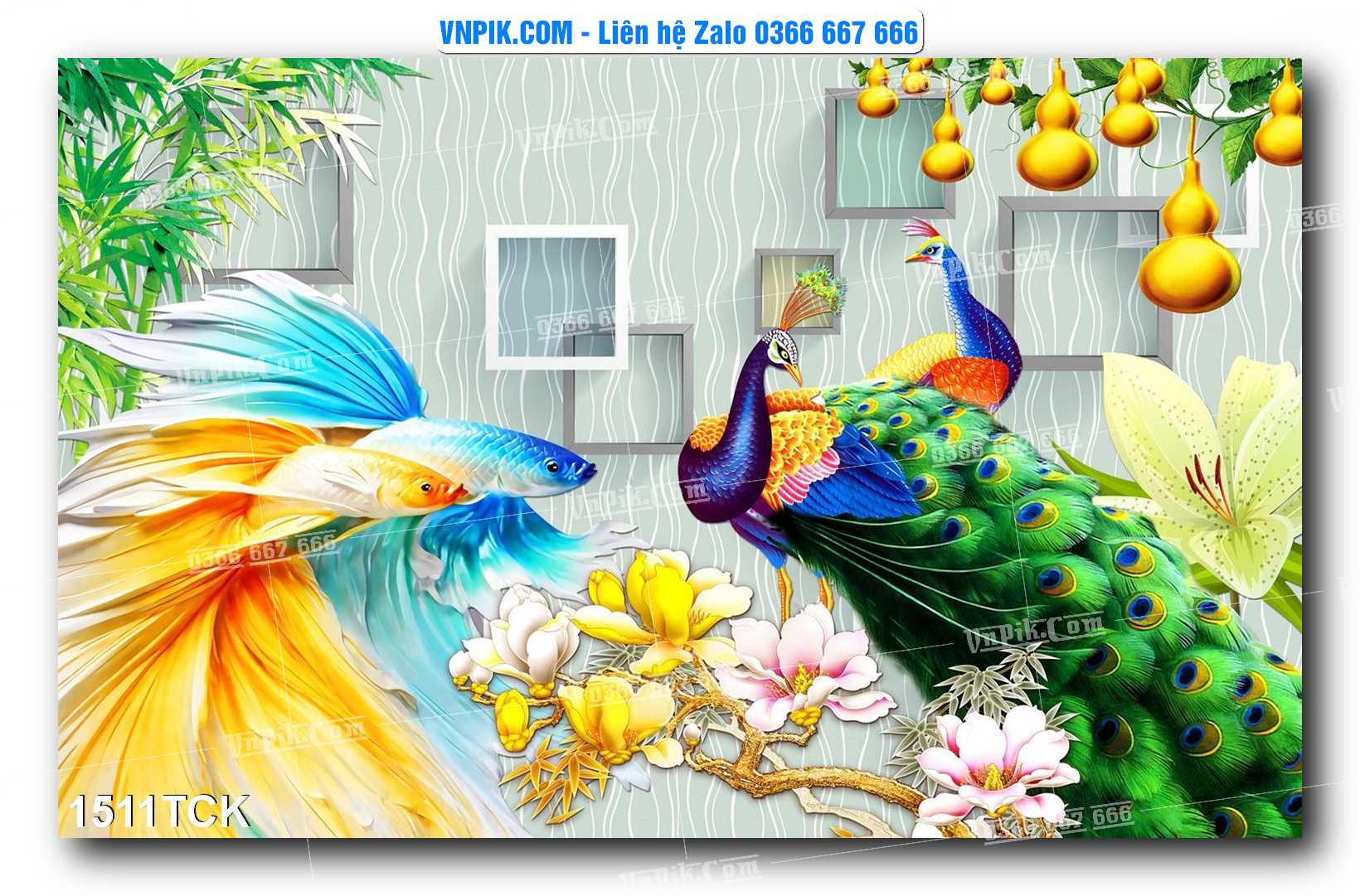 Tranh Hoa Sen – Cá Koi – Cá Chép 1511TCK