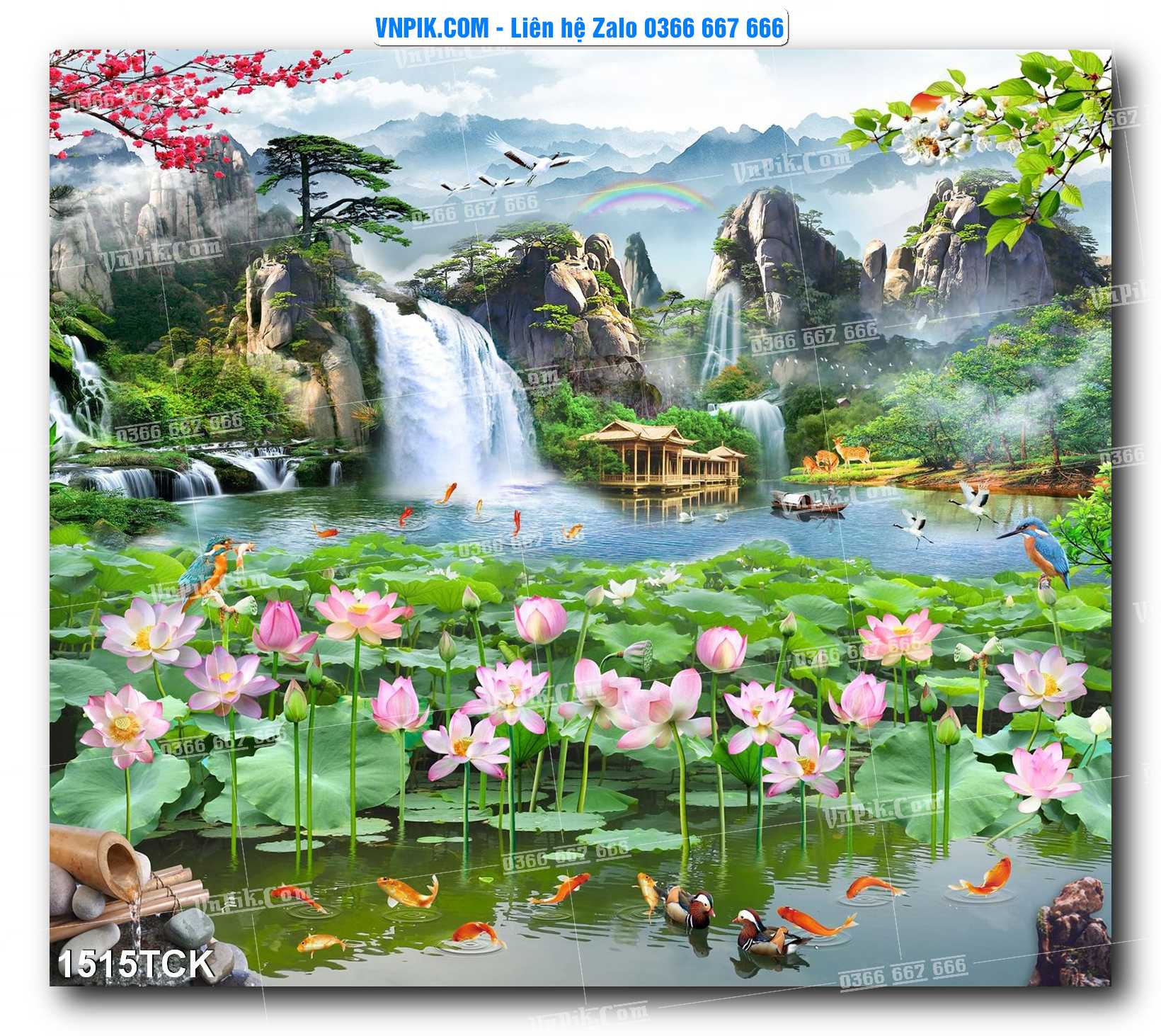 Tranh Hoa Sen – Cá Koi – Cá Chép 1515TCK