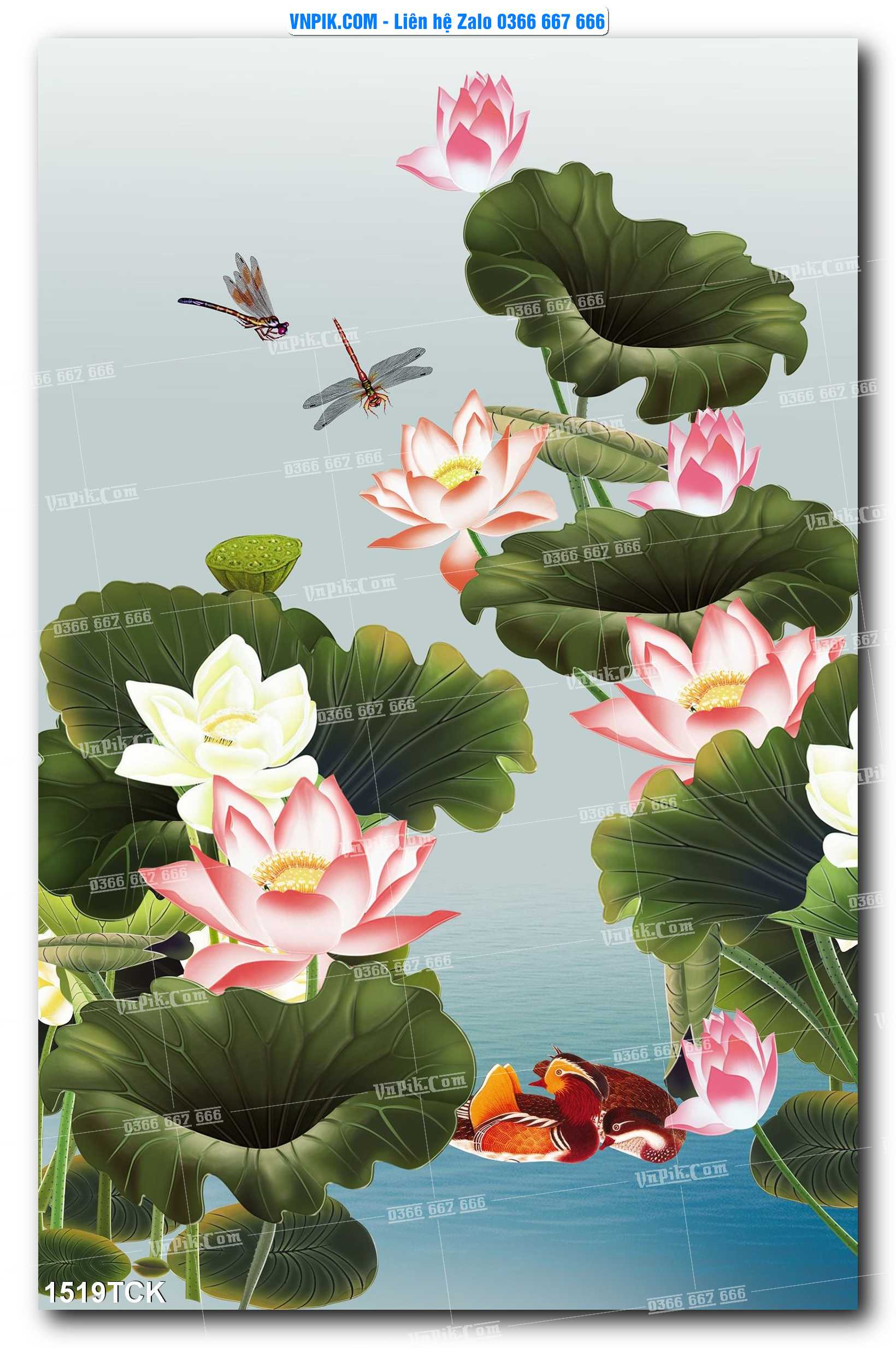 Tranh Hoa Sen – Cá Koi – Cá Chép 1519TCK