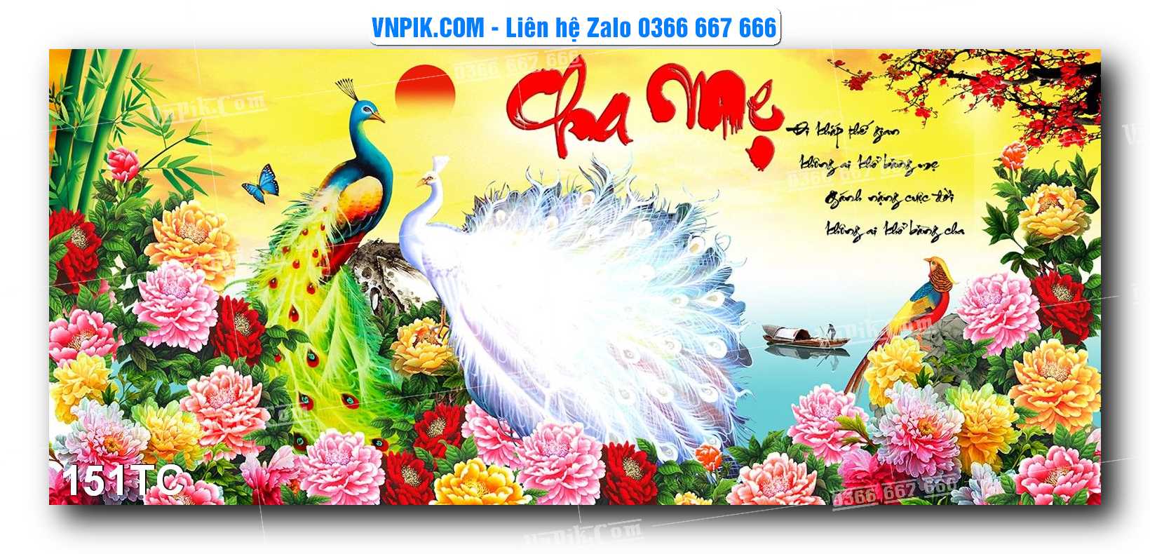 Tranh Treo Tường – Chim Công Hoa Mẫu Đơn 151TC